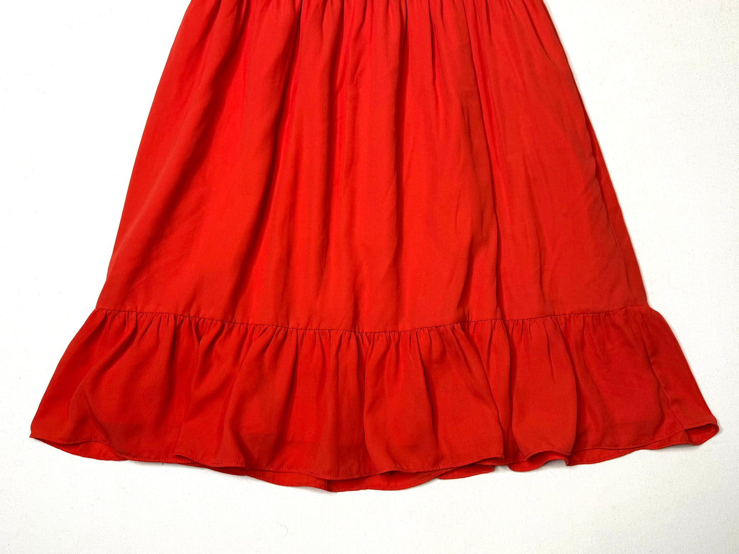 Nanette Lepore Red Ruffle Neck Fit & Flare Dress with Smocked Waist Size 8