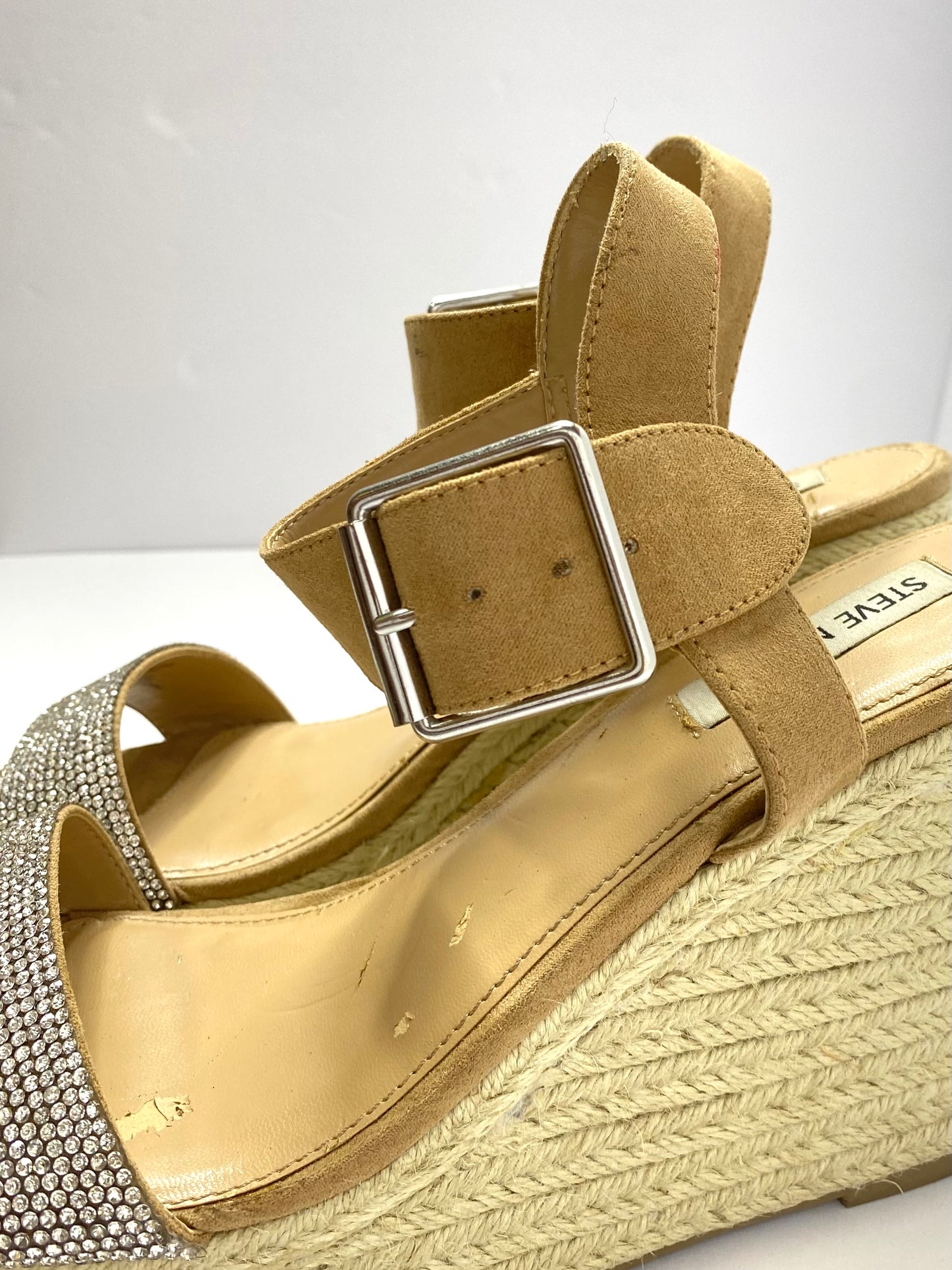 Steve Madden SANTORINIR Rhinestone Embellished Wedge Sandals – Size 10