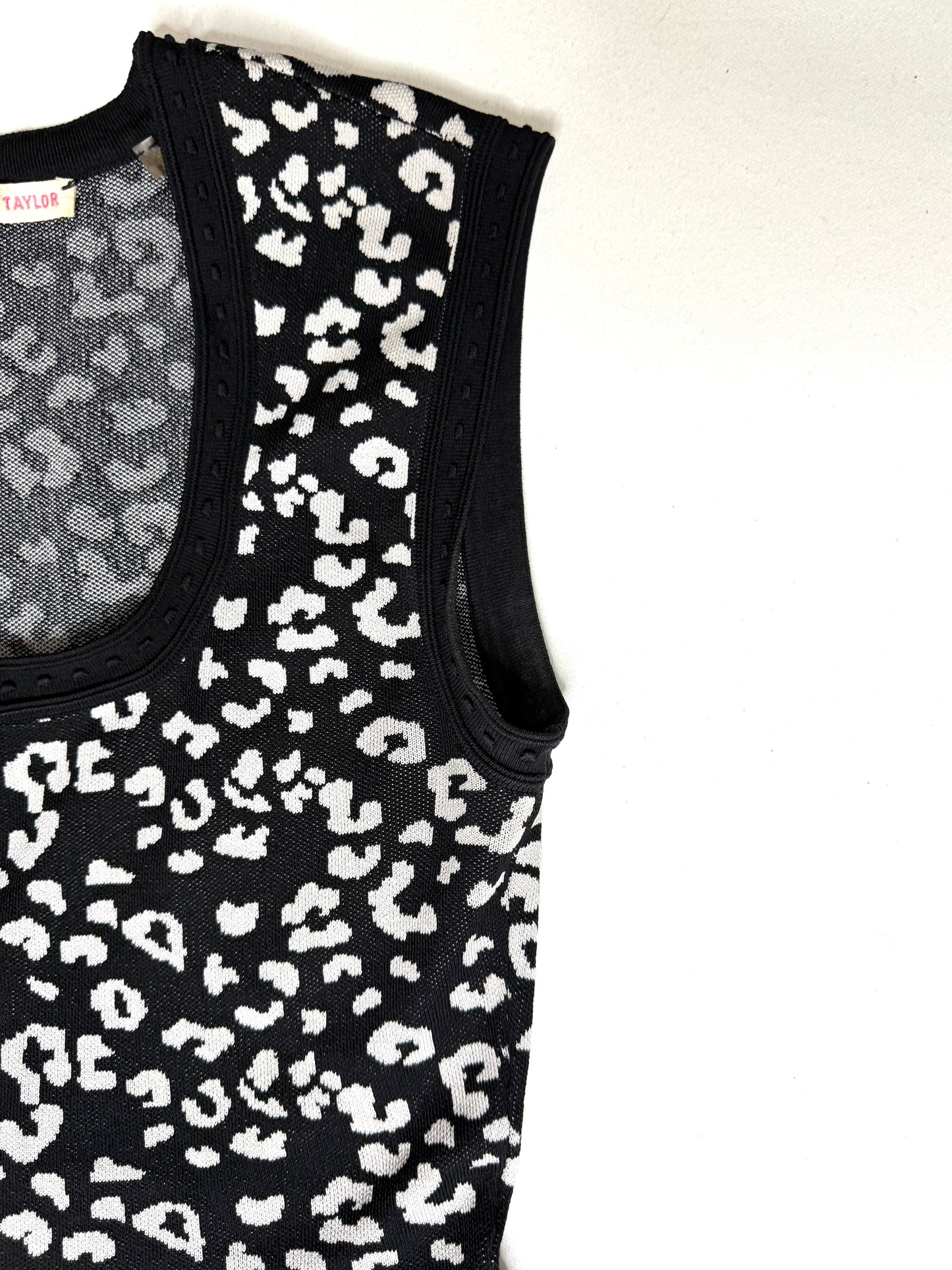 Rebecca Taylor Leopard Print Knit Sweater Dress Size Small A-Line Sleeveless