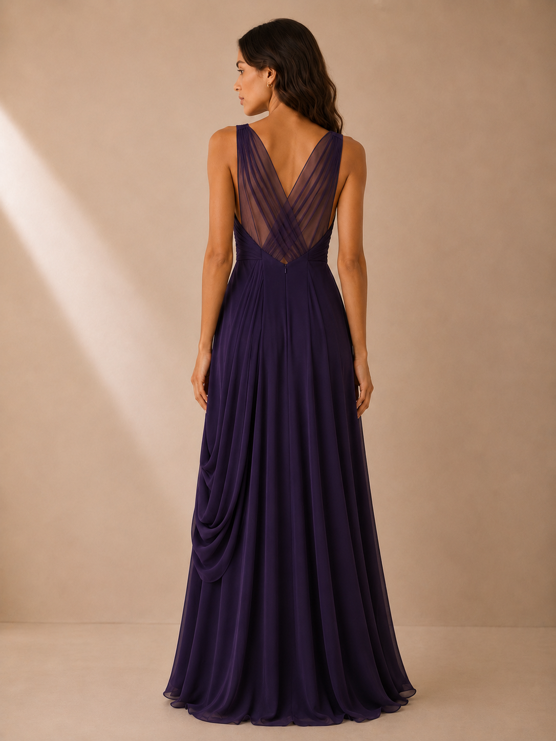 Vera Wang Lavender Label Purple Chiffon Evening Gown Size 2 | Draped Formal Maxi Dress