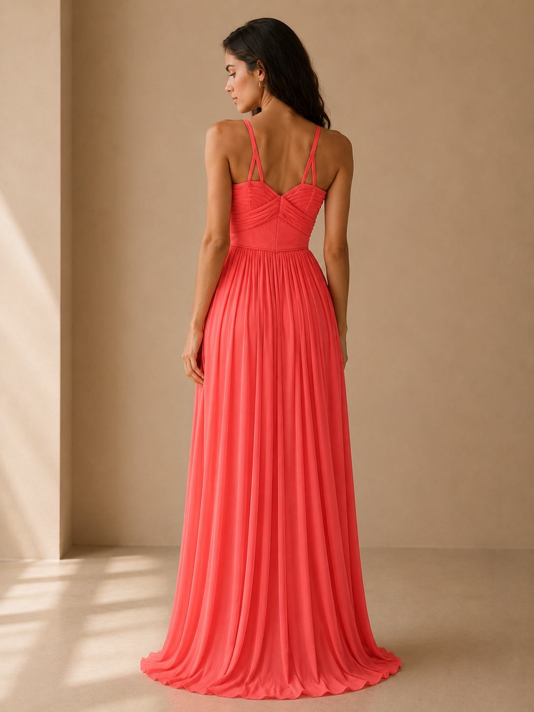 Jessica Simpson Hot Pink Spaghetti Strap Maxi Gown Dress Size 2