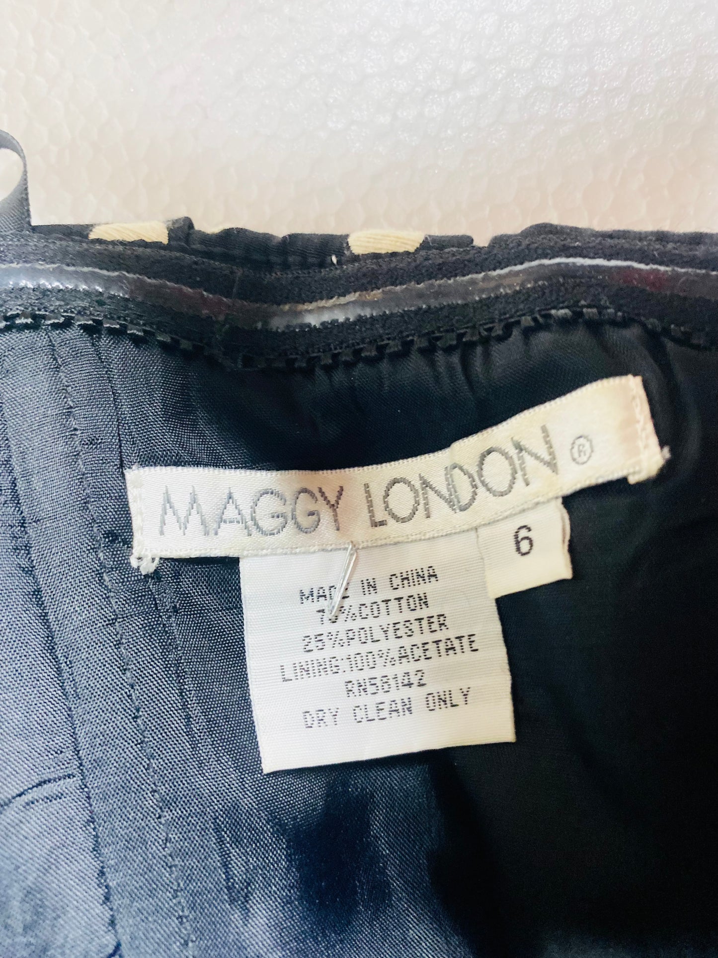 Maggy London Strapless Black Polka Dot Dress Sz6