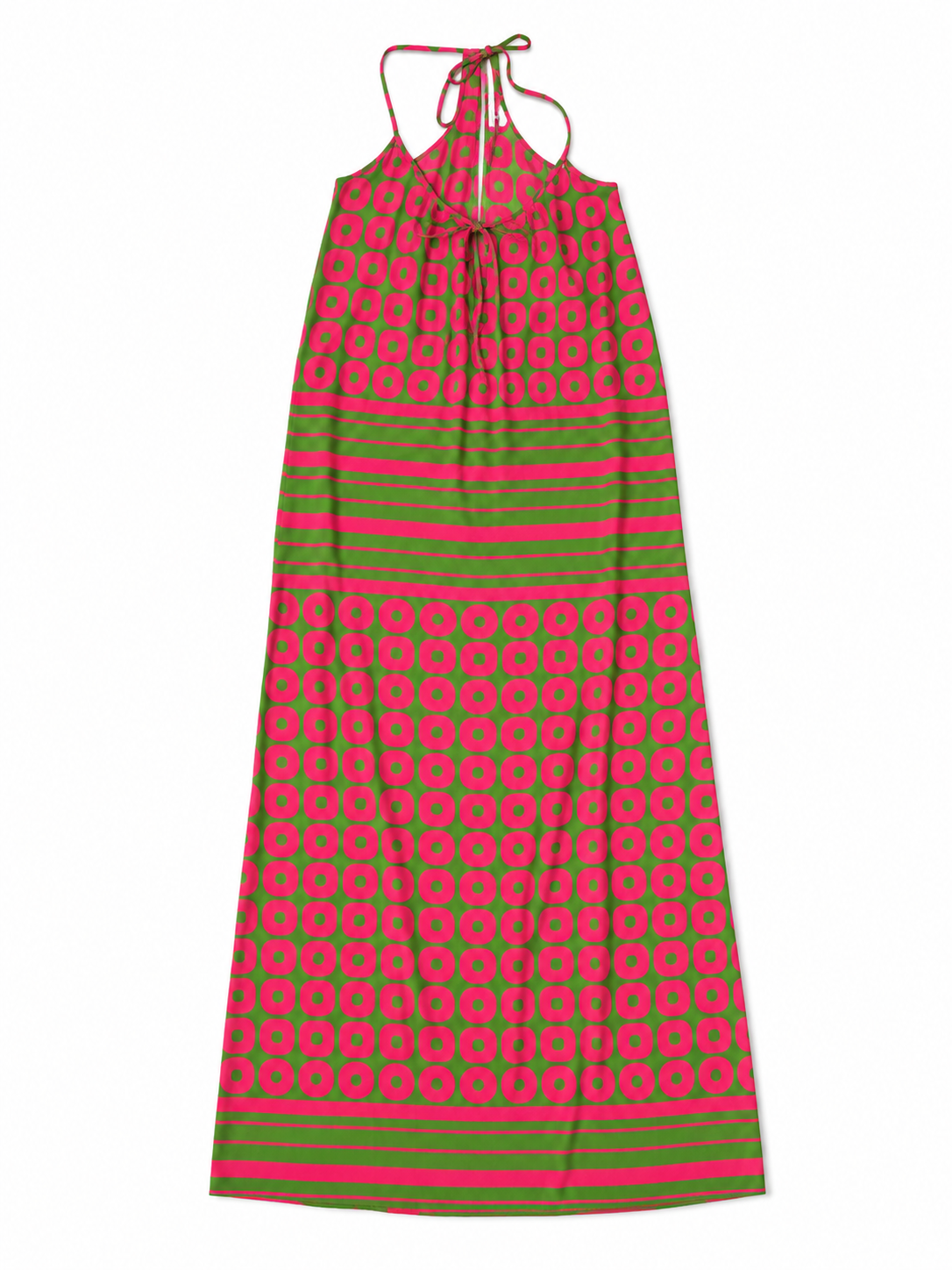 Amanda Uprichard Pink& Green 100% Silk Maxi Dress Size Small