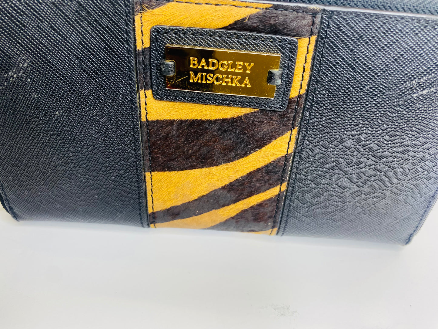 Badgley Mischka Zebra Print Leather Wallet