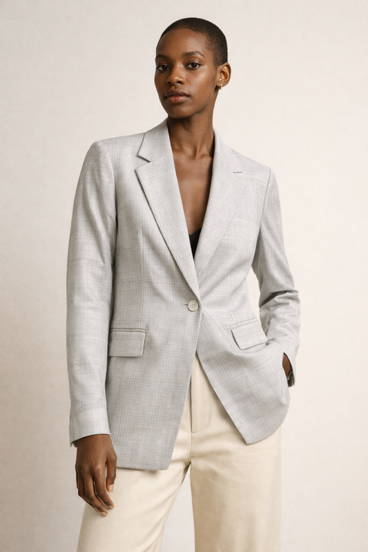 Rachel Zoe Light Gray Plaid Blazer Women’s Size Small Tailored Single Button Career Jacket