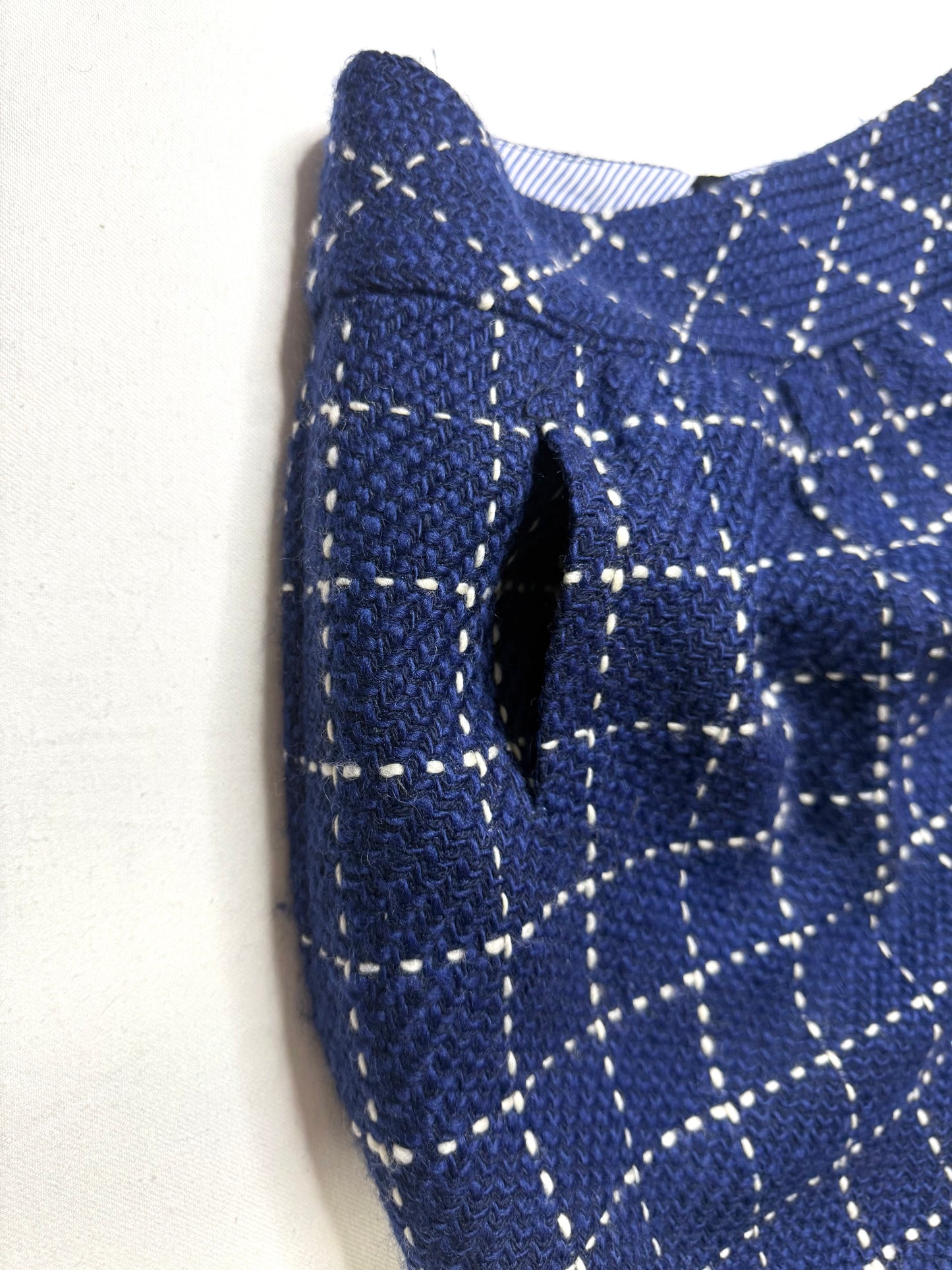 Maeve Anthropologie Tweed Plaid Skirt Women’s Size 2 Navy White Wool Blend