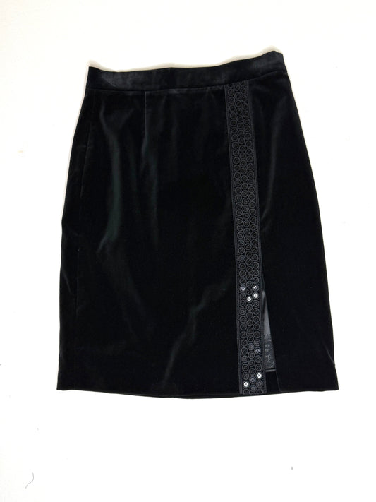 Brooks Brothers Black Velvet Pencil Skirt w/ Sequin Slit Detail Size 4