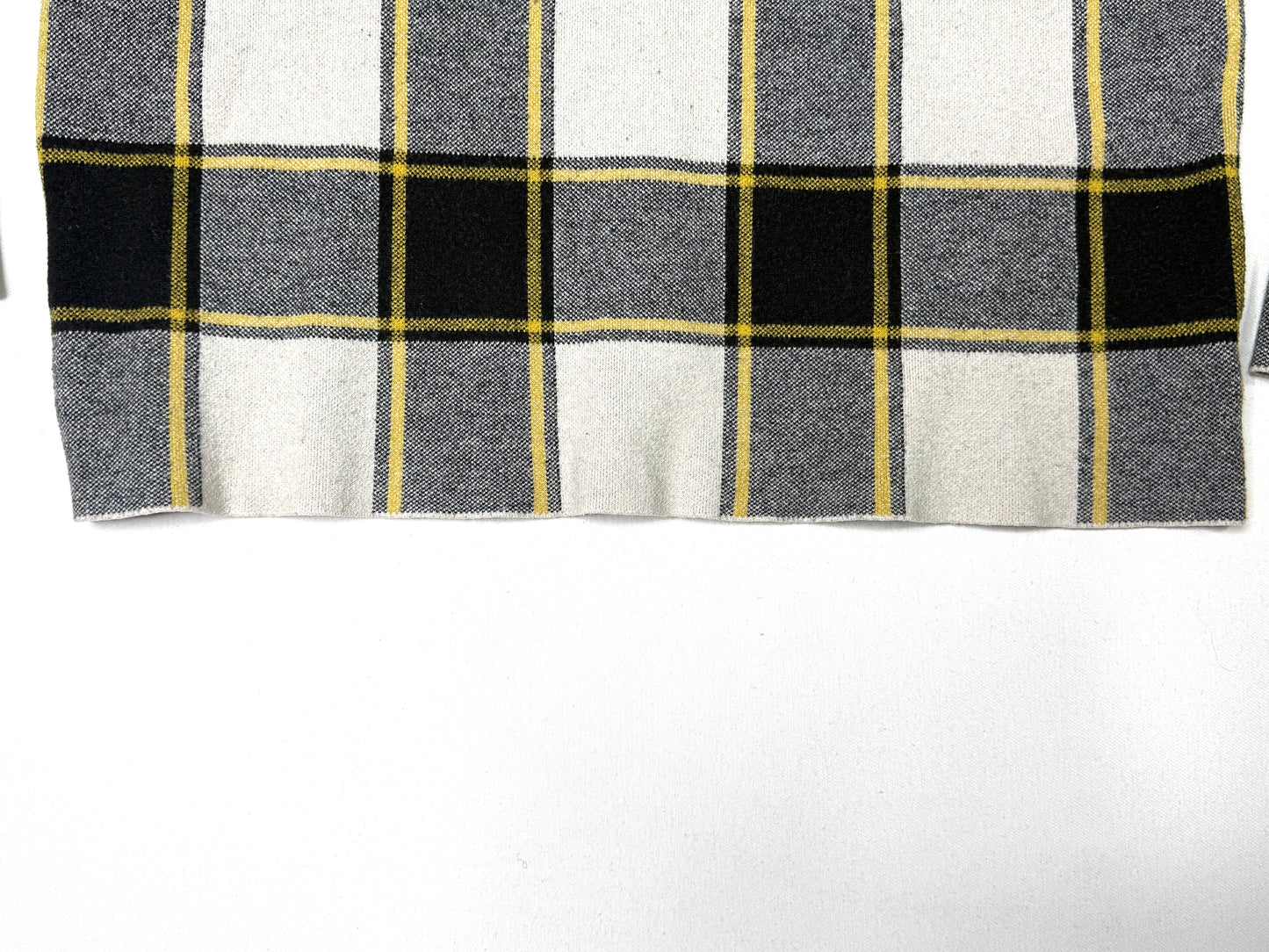 Rachel Zoe Plaid Knit Cardigan Sweater Black Gray Yellow Open Front Women XL