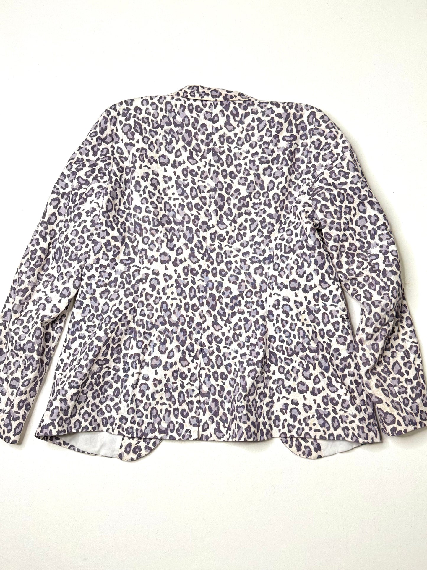 Rachel Zoe Leopard Print Blazer Jacket Women’s Size Large Linen Cotton Tailored Animal Print Designer Blazer
