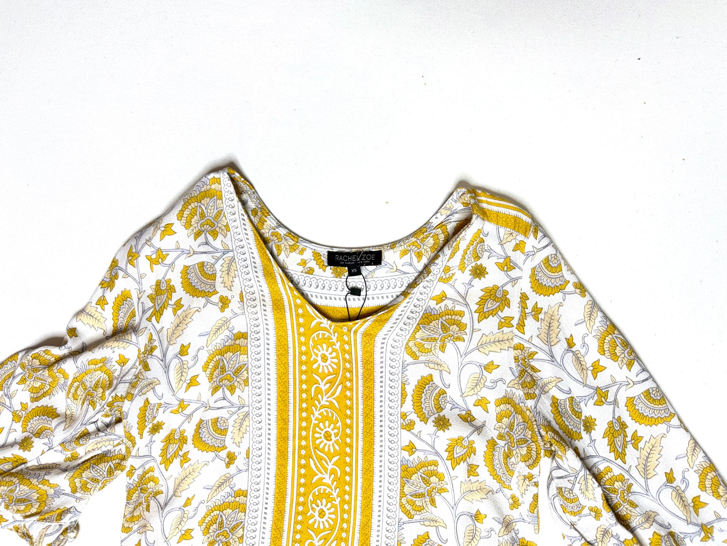 Rachel Zoe Bohemian Paisley Floral Print Peasant Blouse Size XS