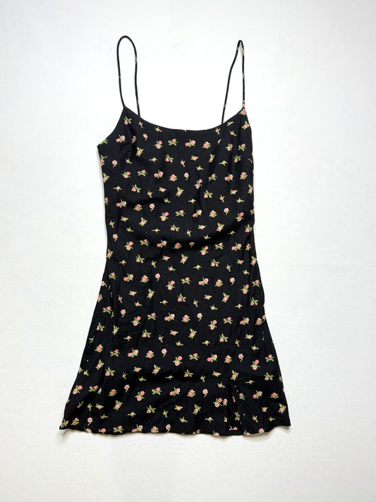 ASOS Black Rose Print Slip Dress – Size 0