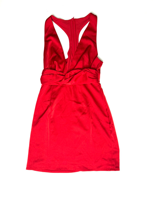 Hello Molly Silky Moment Red Satin Mini Dress V-Neck Racerback Size 2