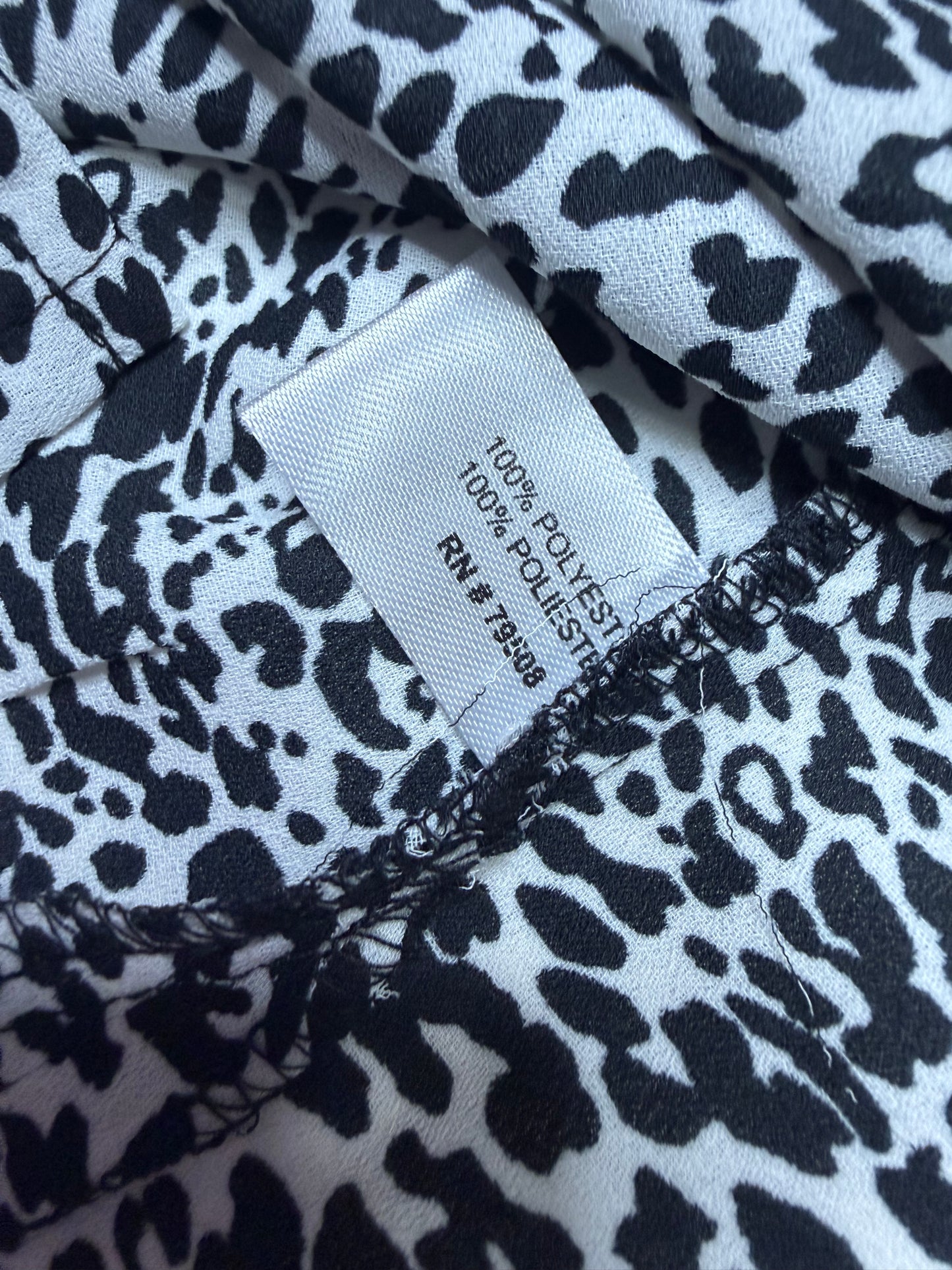 Rachel Zoe XL Black White Animal Print Blouse NWT Collared Button Front