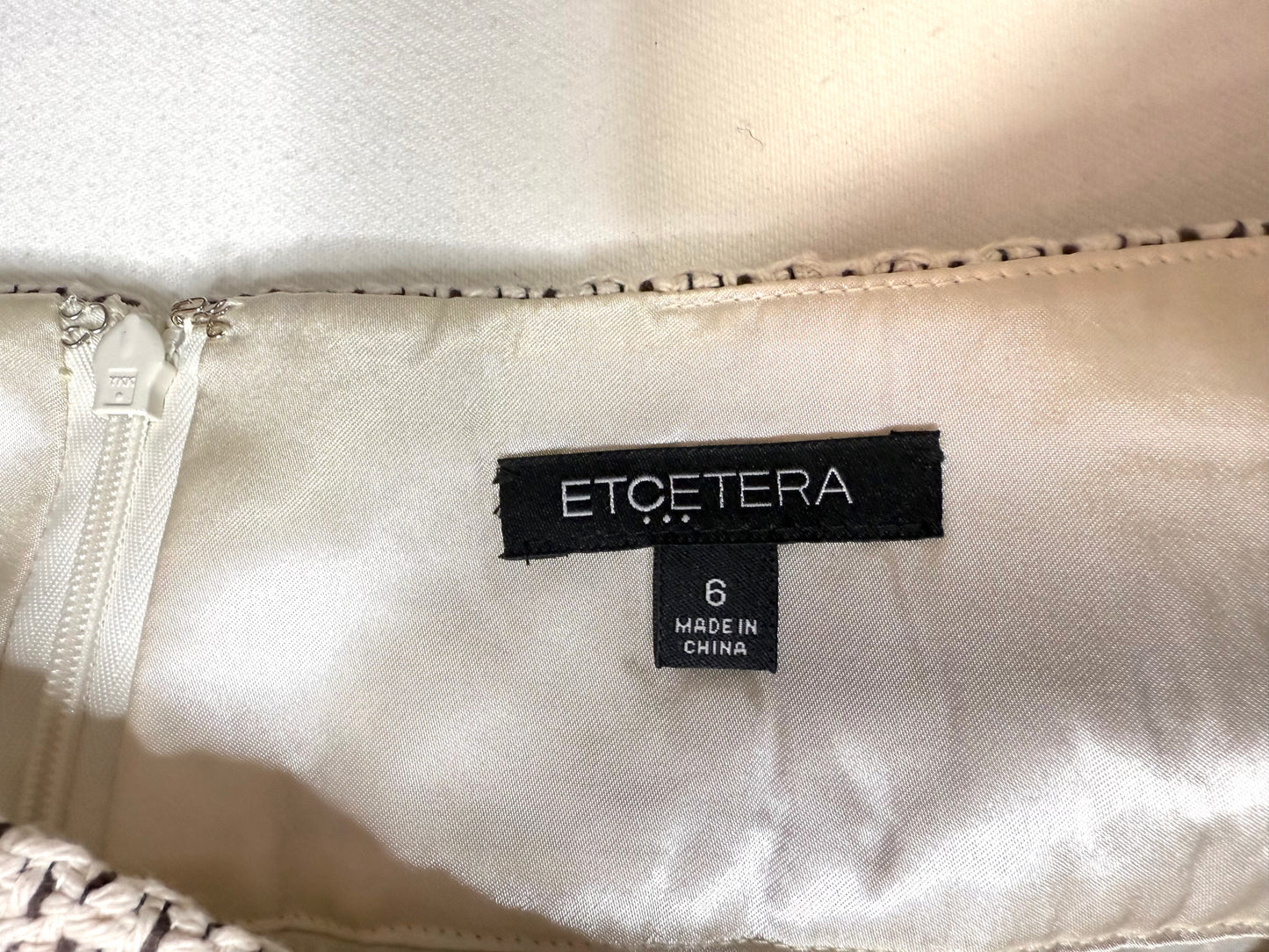 Etcetera Striped Tweed Mini Skirt w/ Fringe & Pockets Size 6