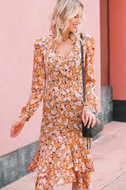 WAYF Floral Tiered V-Neck Dress Size Small – Long Sleeve Lined Midi Dress