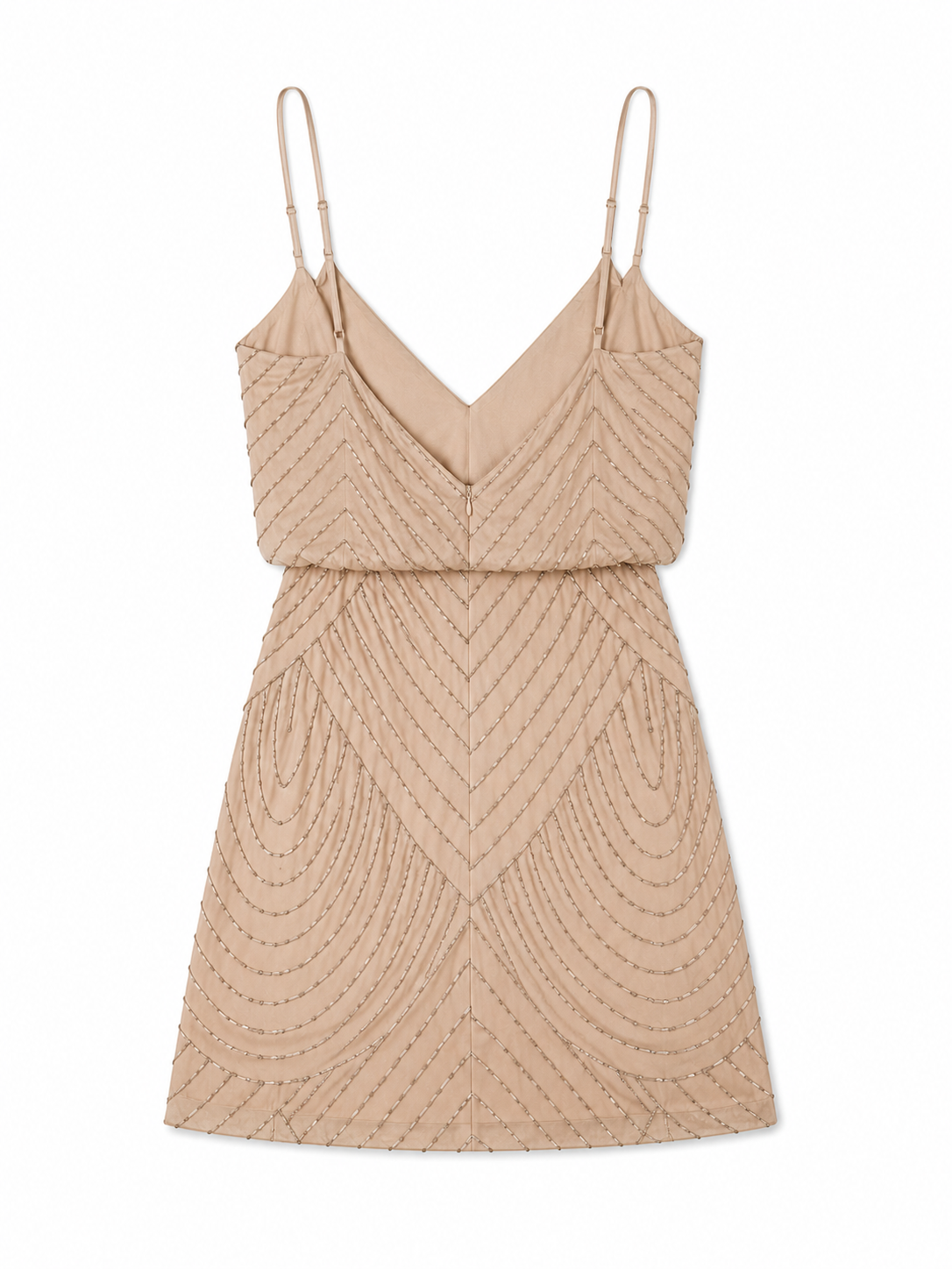 Adrianna Papell Beaded Sophia Cocktail Dress Size 6 Champagne Flapper Style