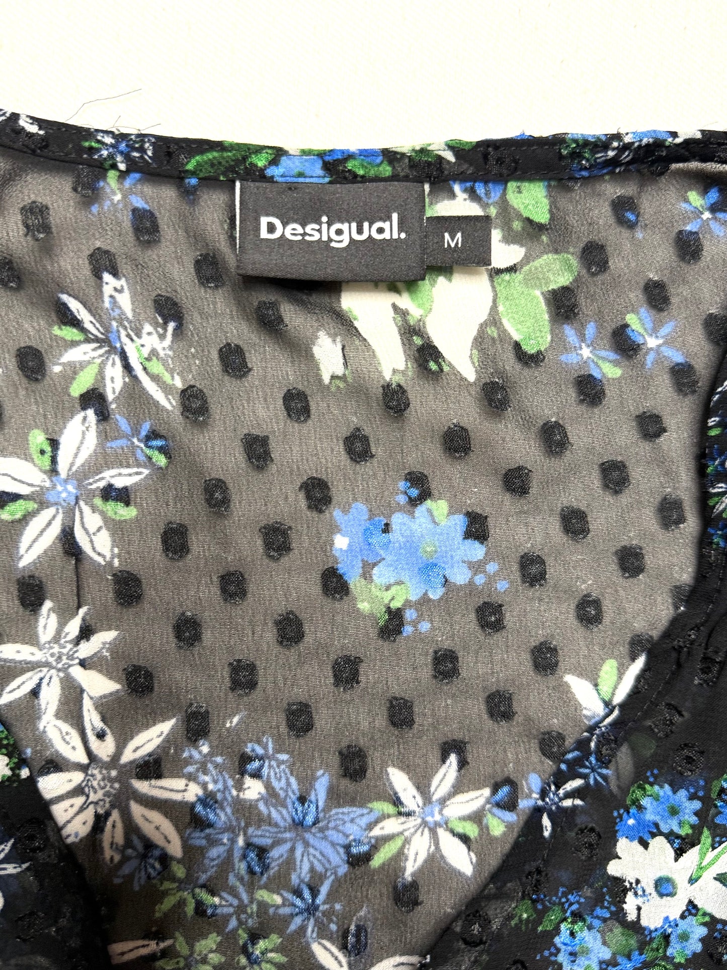 Desigual Plumetis Sheer Peplum Blouse – Size Medium