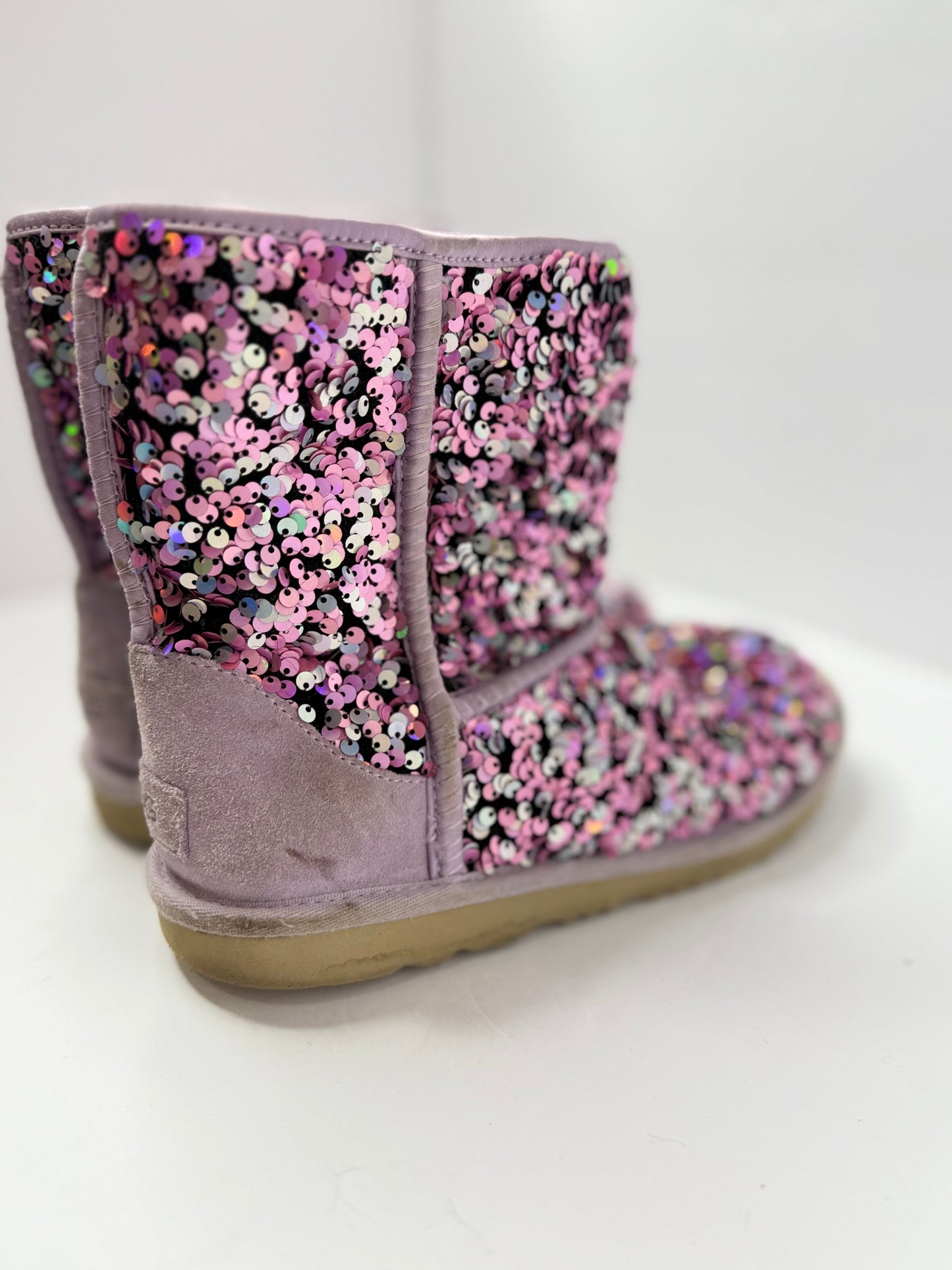 UGG Classic Mini Stellar Sequin Boots Lilac Frost Purple Glitter Size 5