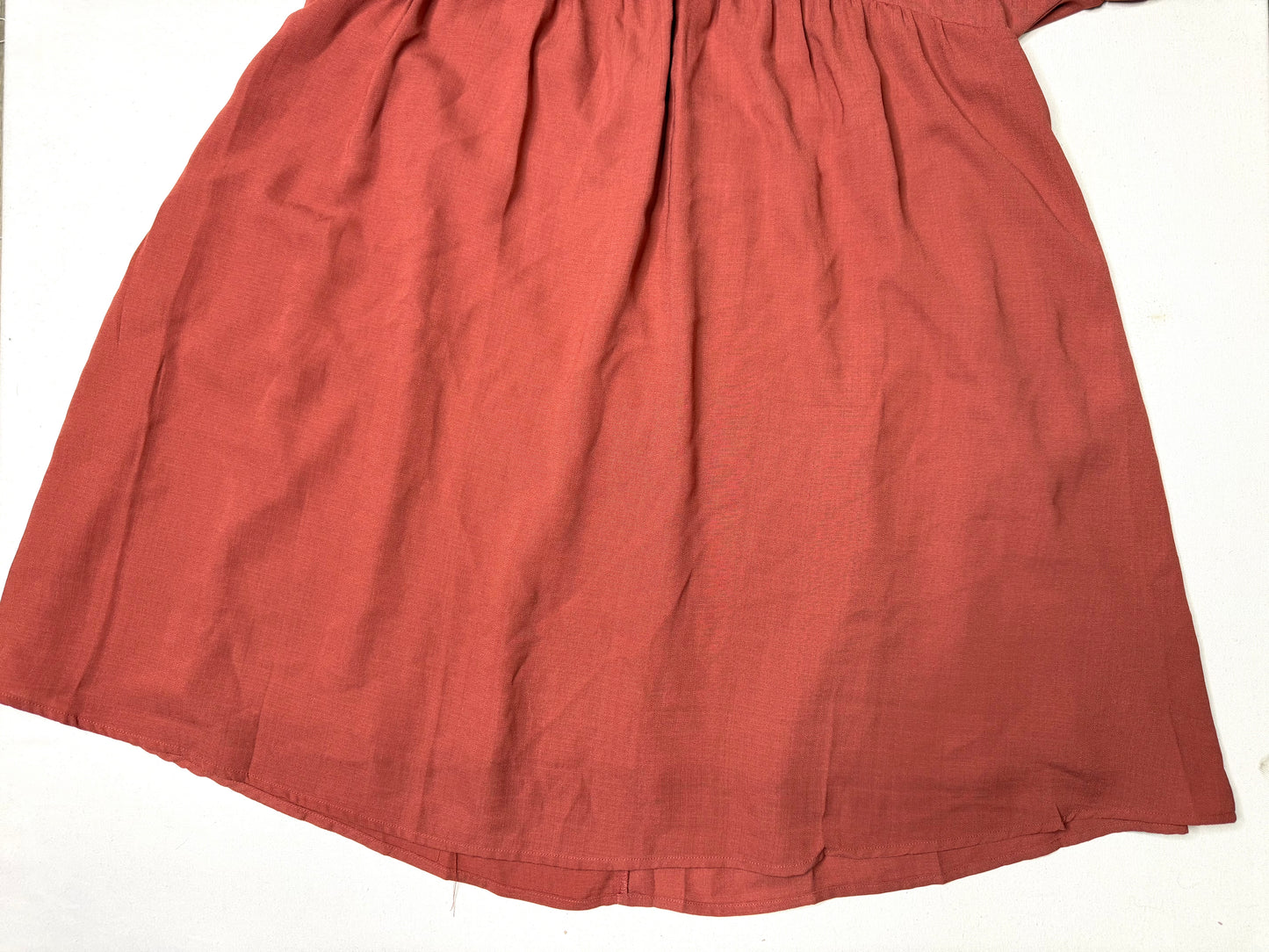 Hudson Gray Rust Orange Babydoll Dress Medium Boho V Neck Short Sleeve Mini Shift Dress