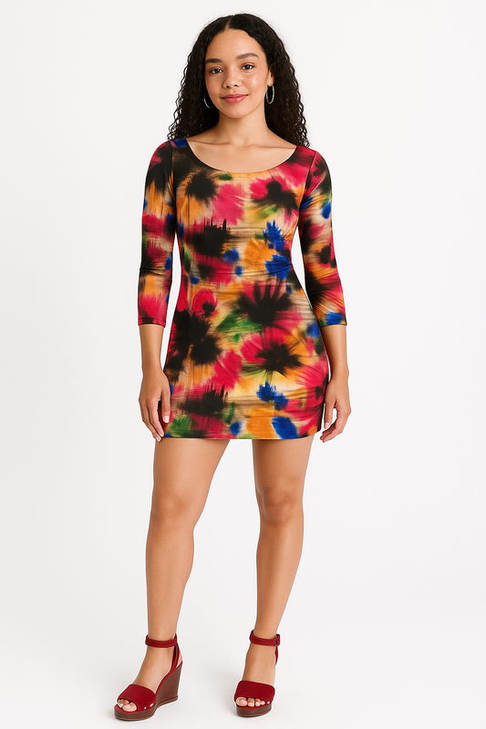 Milly Taylor Graffiti Dress Size 2 Italian Neoprene Sheath Multicolor Print