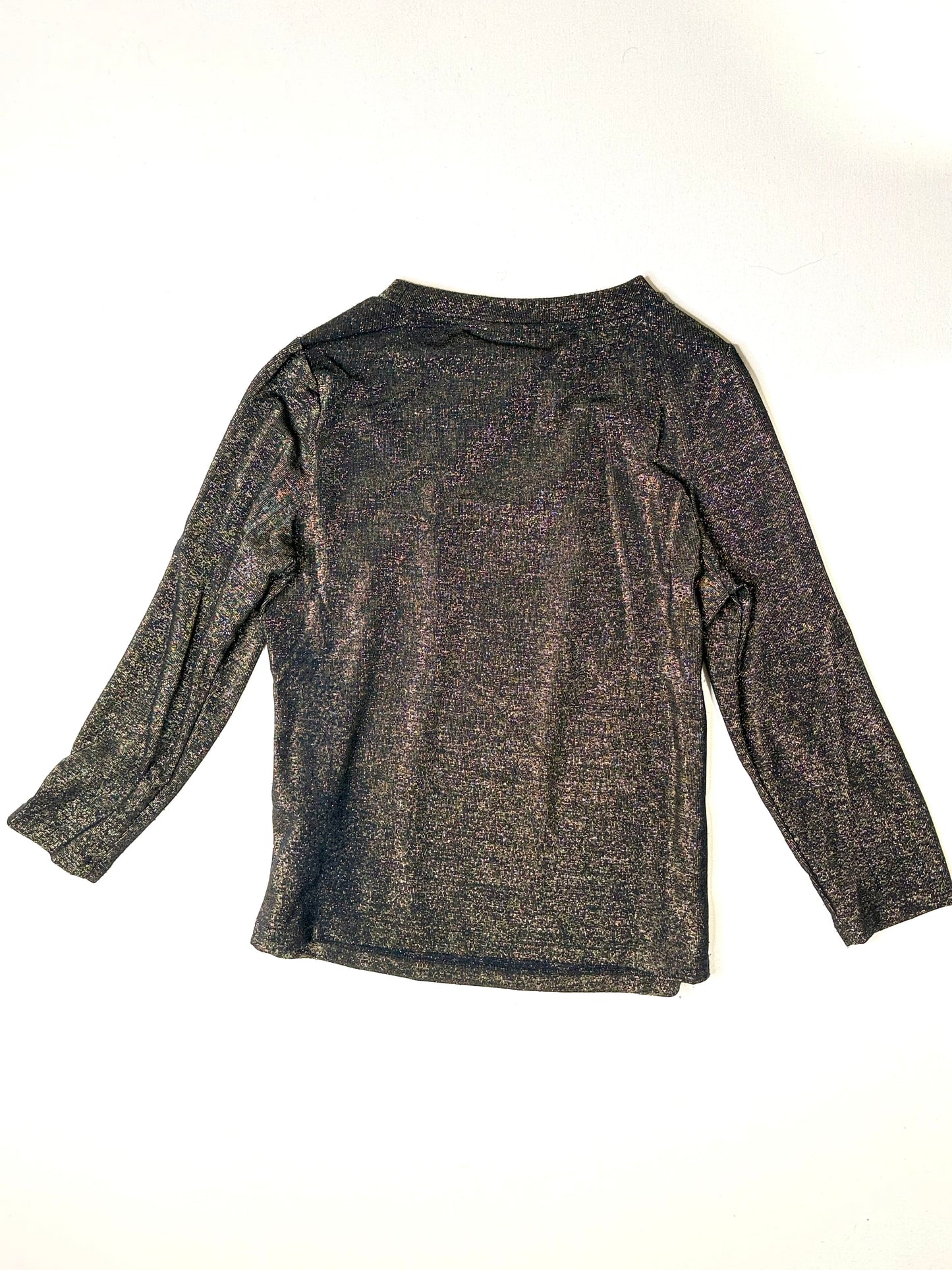 DKNY Y2K Metallic Gold Shimmer Cutout Top with Long Sleeves Size Small
