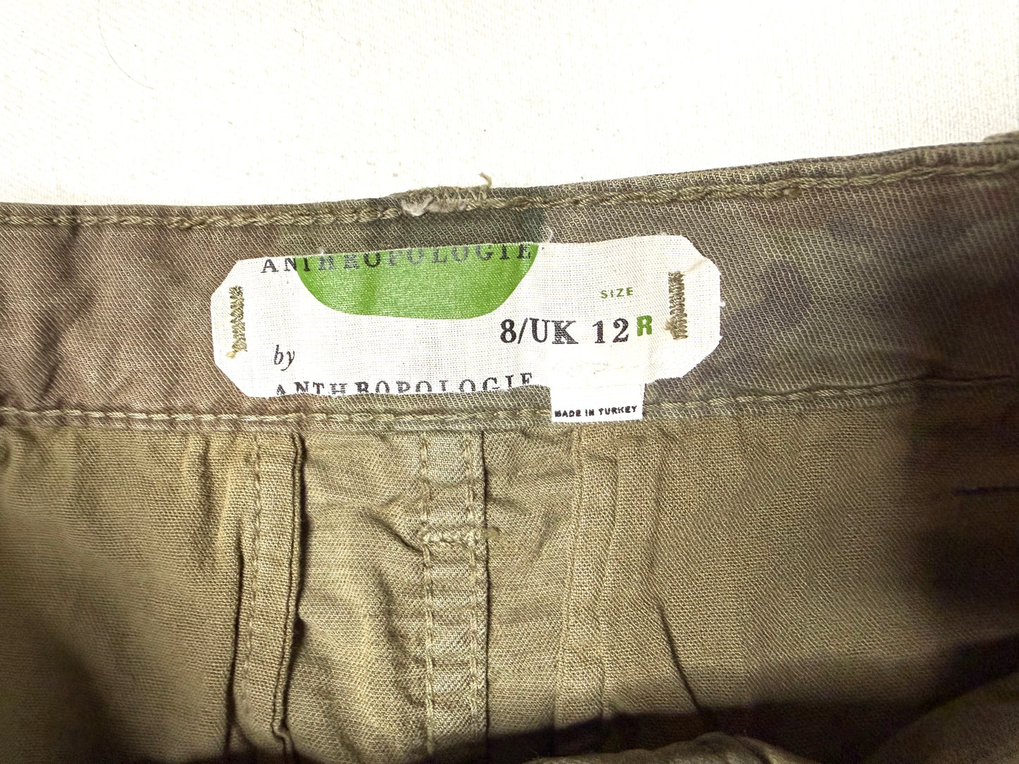 Anthropologie Camo Mini Skirt Size 8 (UK 12R) Button Front Utility Military Print Cotton Blend