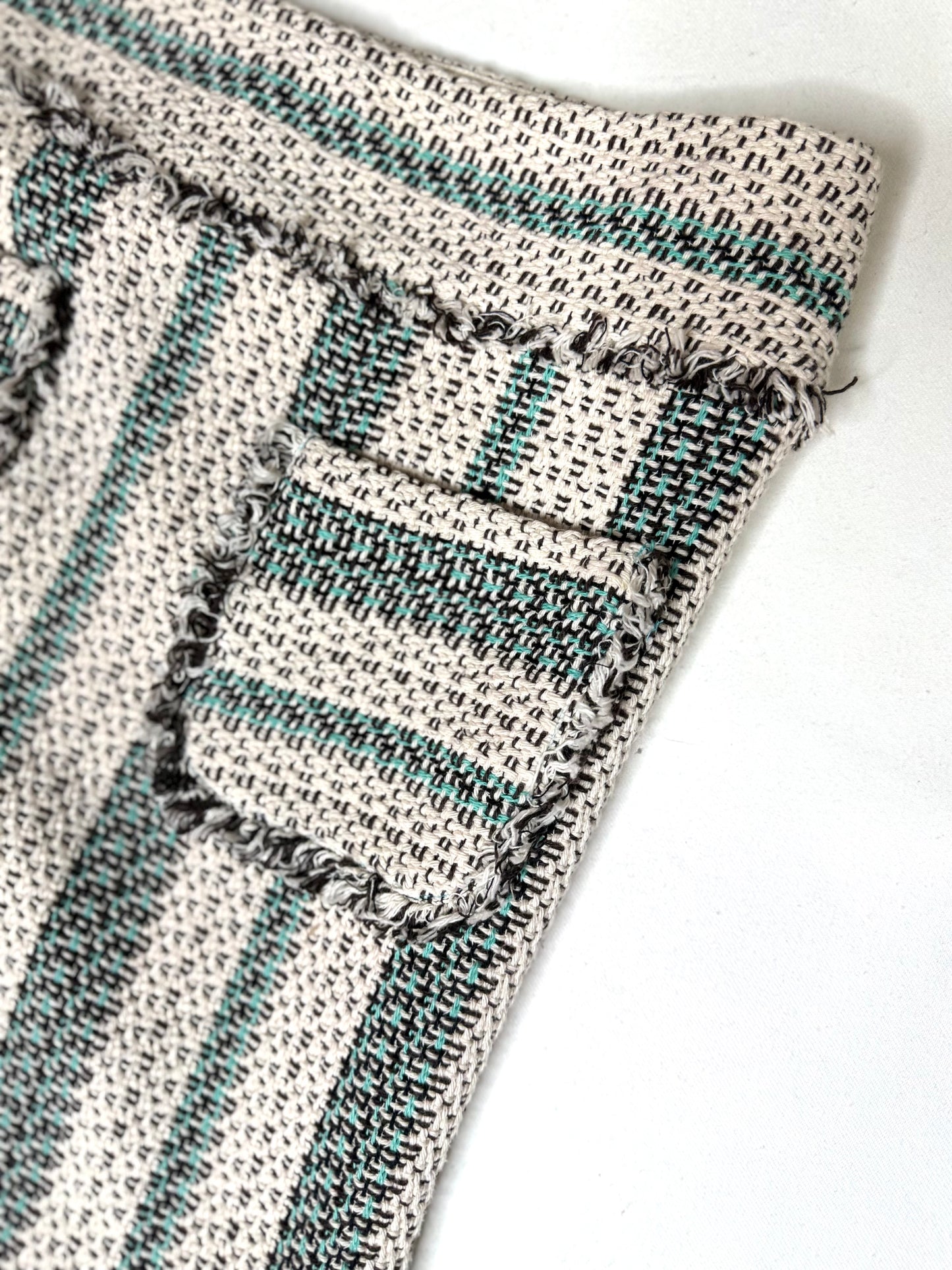 Etcetera Striped Tweed Mini Skirt w/ Fringe & Pockets Size 6