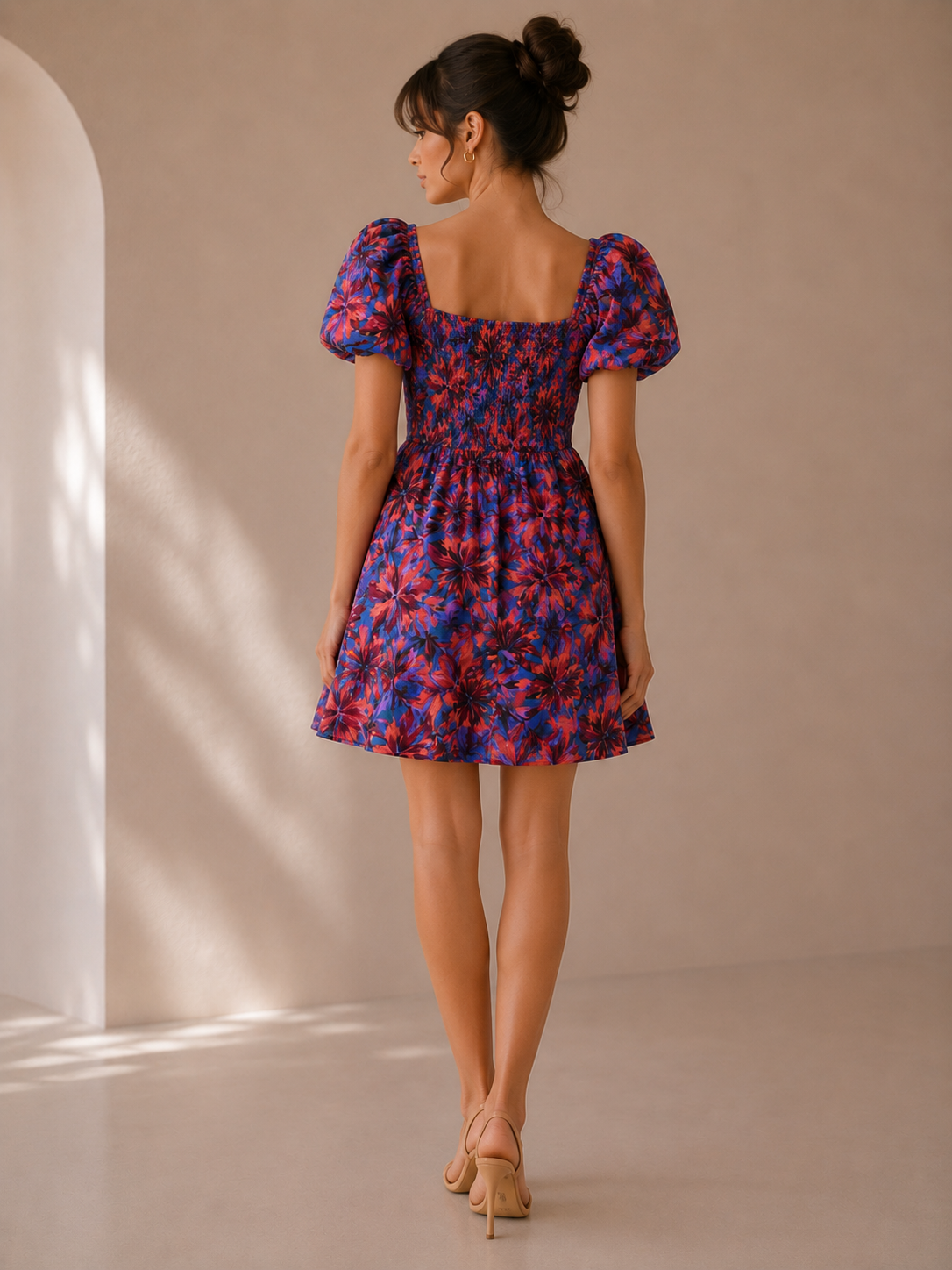 Jessica Simpson Floral Puff Sleeve V-Neck Dress Size XL NWT