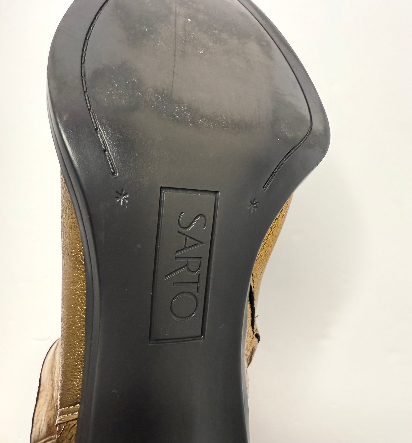 Franco Sarto Metallic Gold Leather Cowgirl Boots Size 7.5