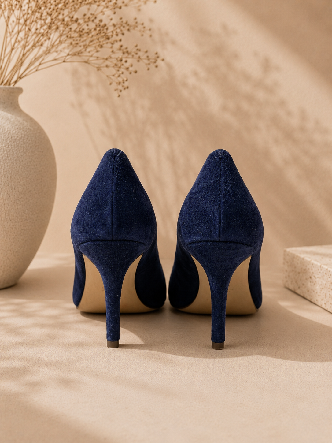BCBGMaxAzria Navy Suede Gold  Studded Heels Size 9.5