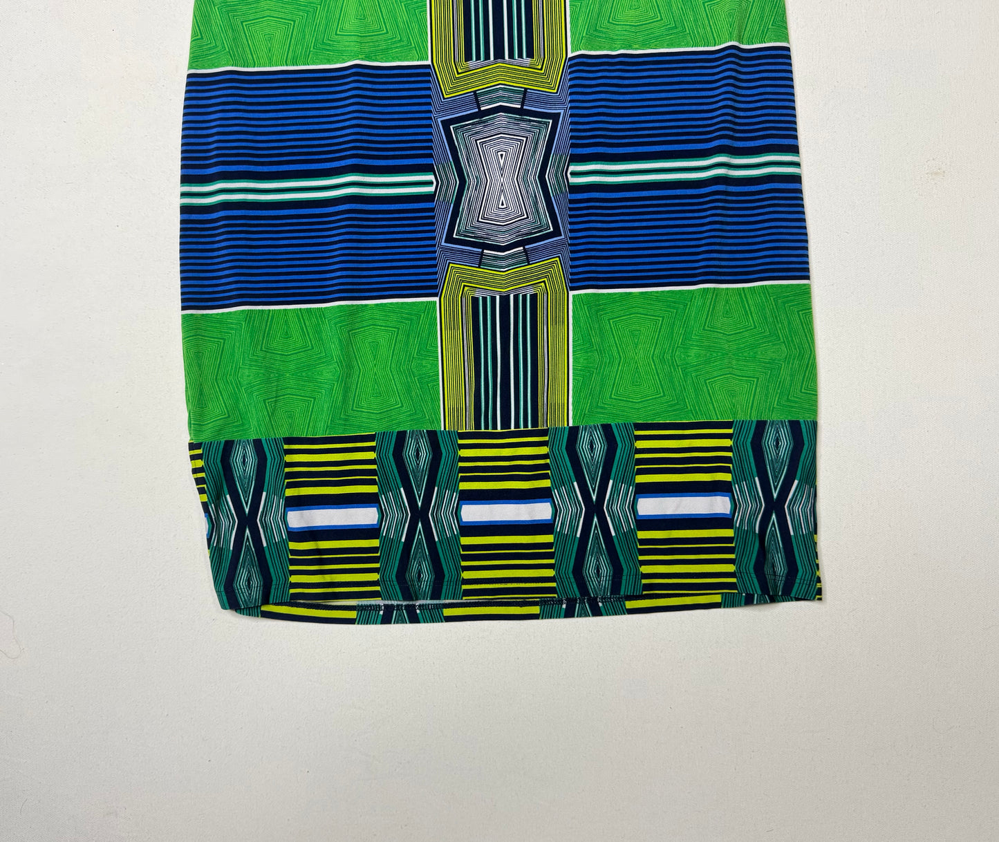 Laundry By Shelli Segal Green and Blue Geometric Cap Sleeve Shift Dress Size S