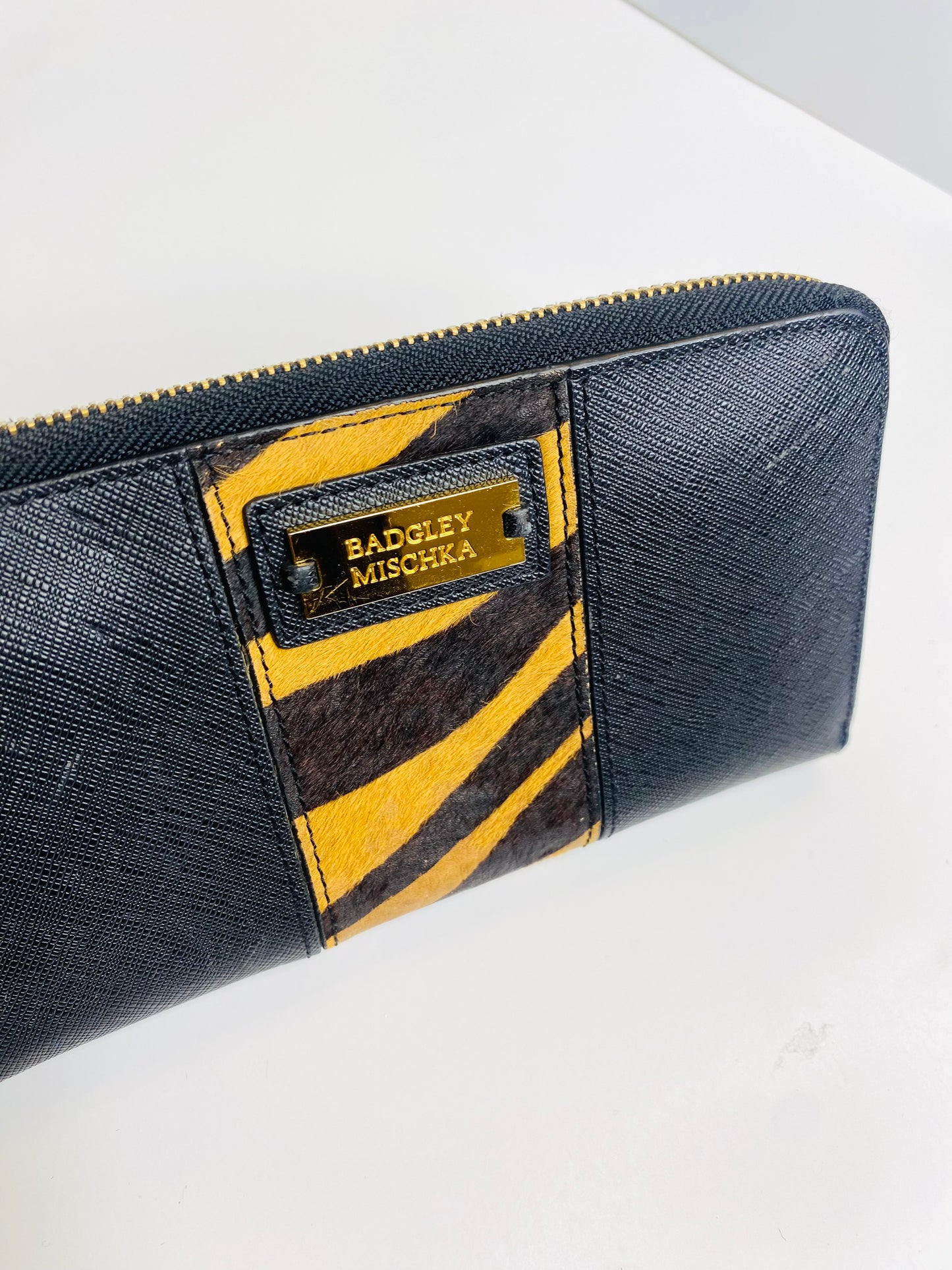 Badgley Mischka Zebra Print Leather Wallet
