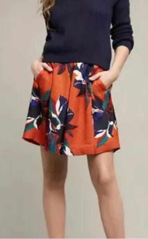 Anthropologie Maeve Floral Print print Skirt with Pockets