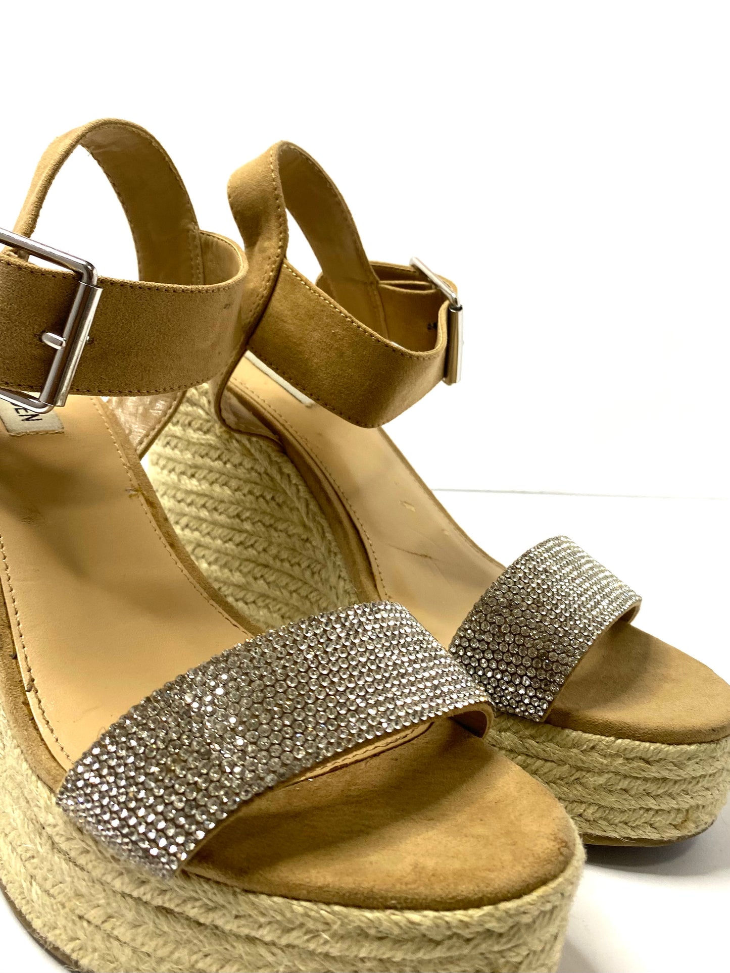 Steve Madden SANTORINIR Rhinestone Embellished Wedge Sandals – Size 10