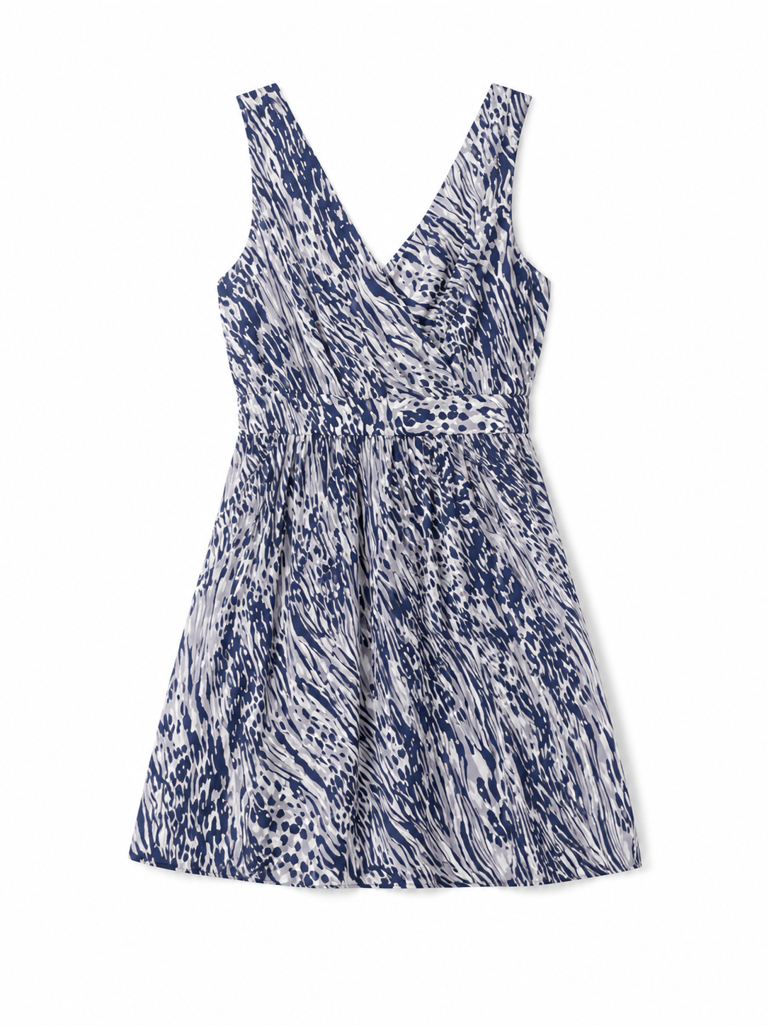 BCBGeneration Blue and White Abstract Print V-neck Sleeveless Dress Size 0