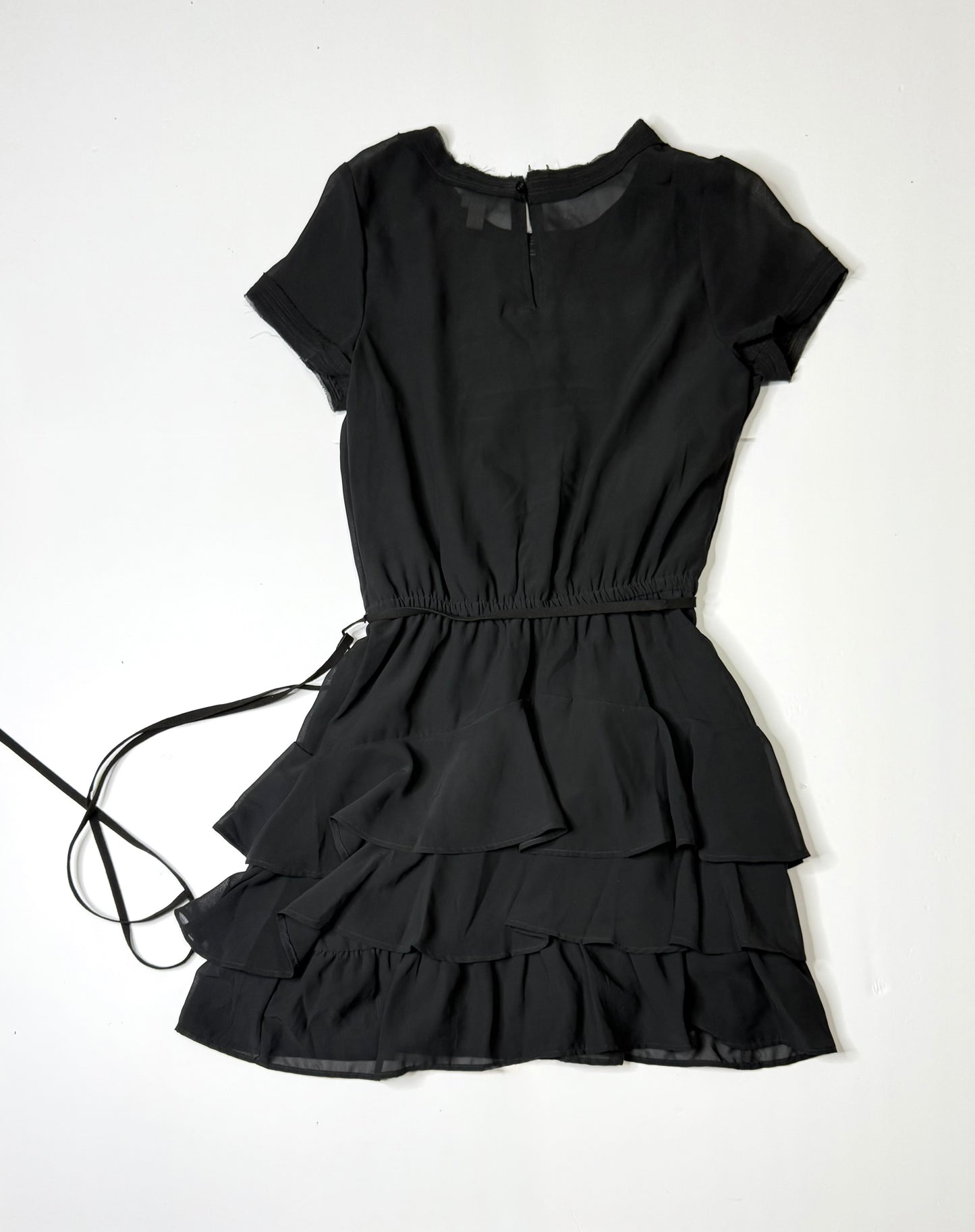 Converse Black Ruffled Short Sleeve Mini Dress Skater Soft Grunge Size Small