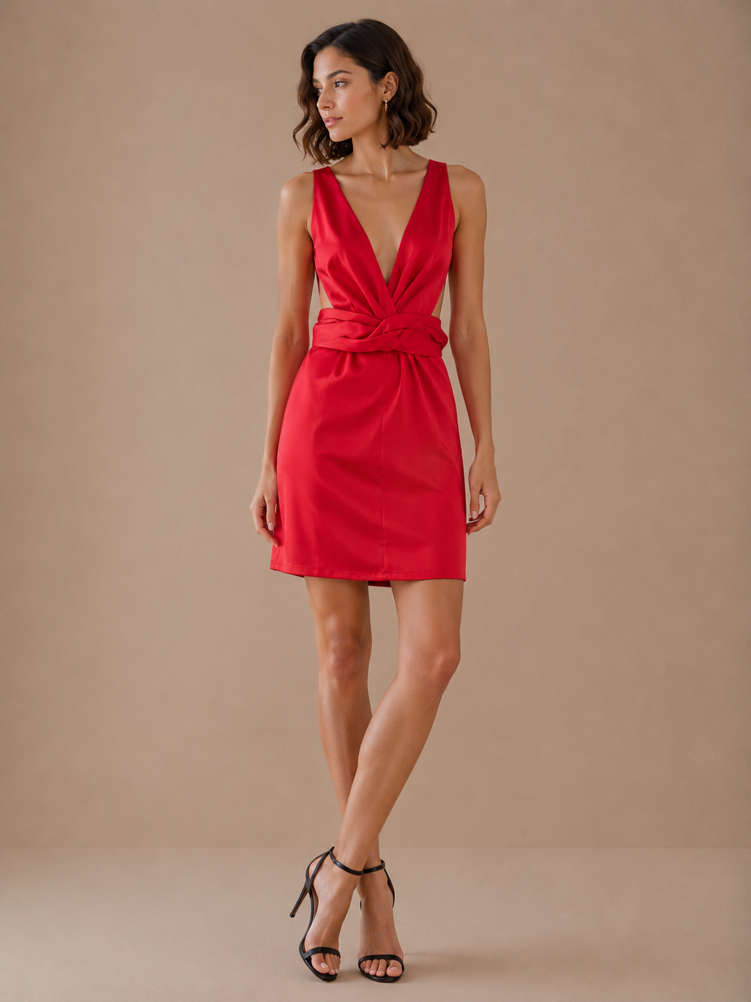 Hello Molly Silky Moment  Red Satin Racerback Mini Dress Size 2