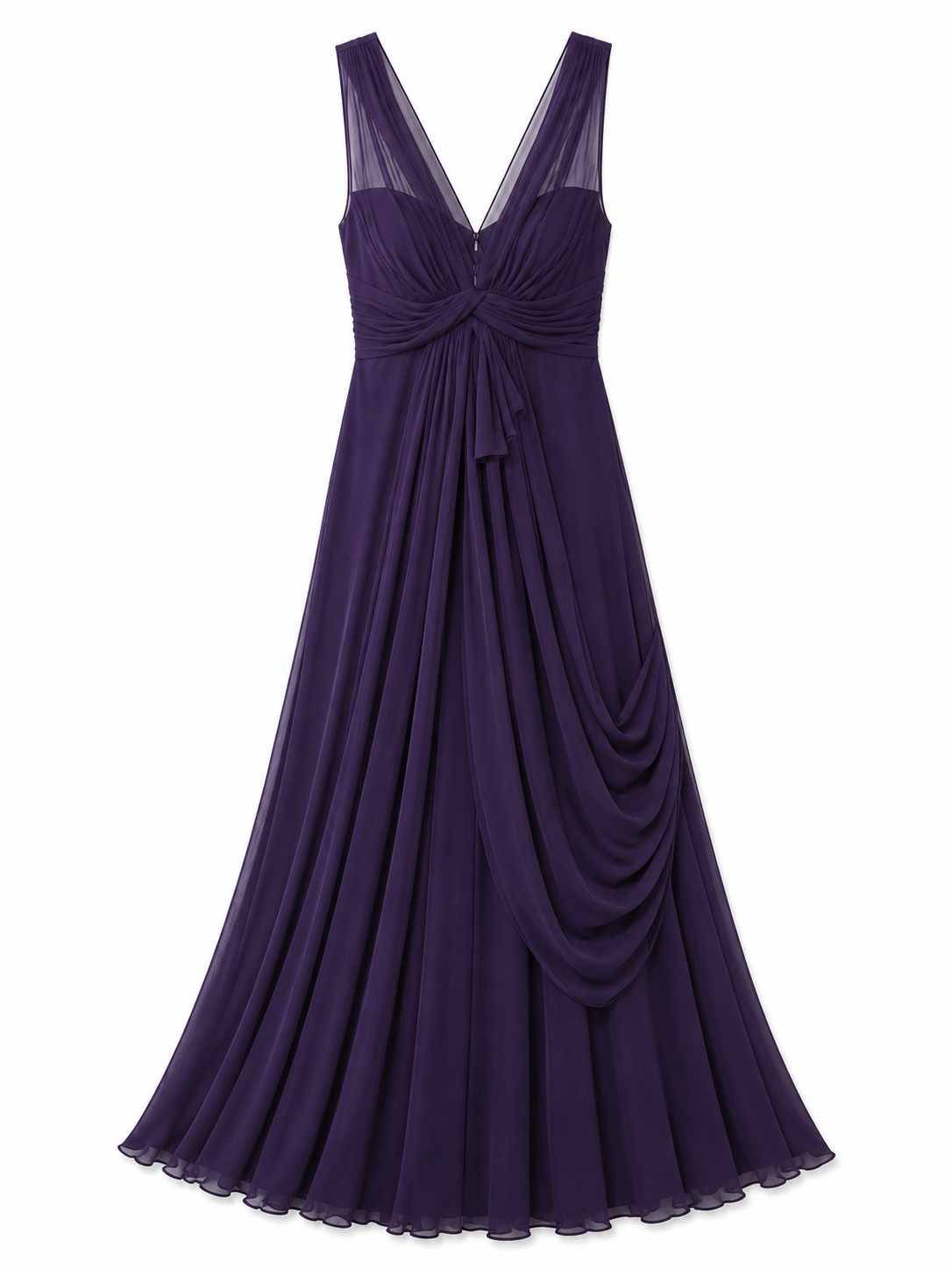 Vera Wang Lavender Label Purple Chiffon Evening Gown Size 2 | Draped Formal Maxi Dress