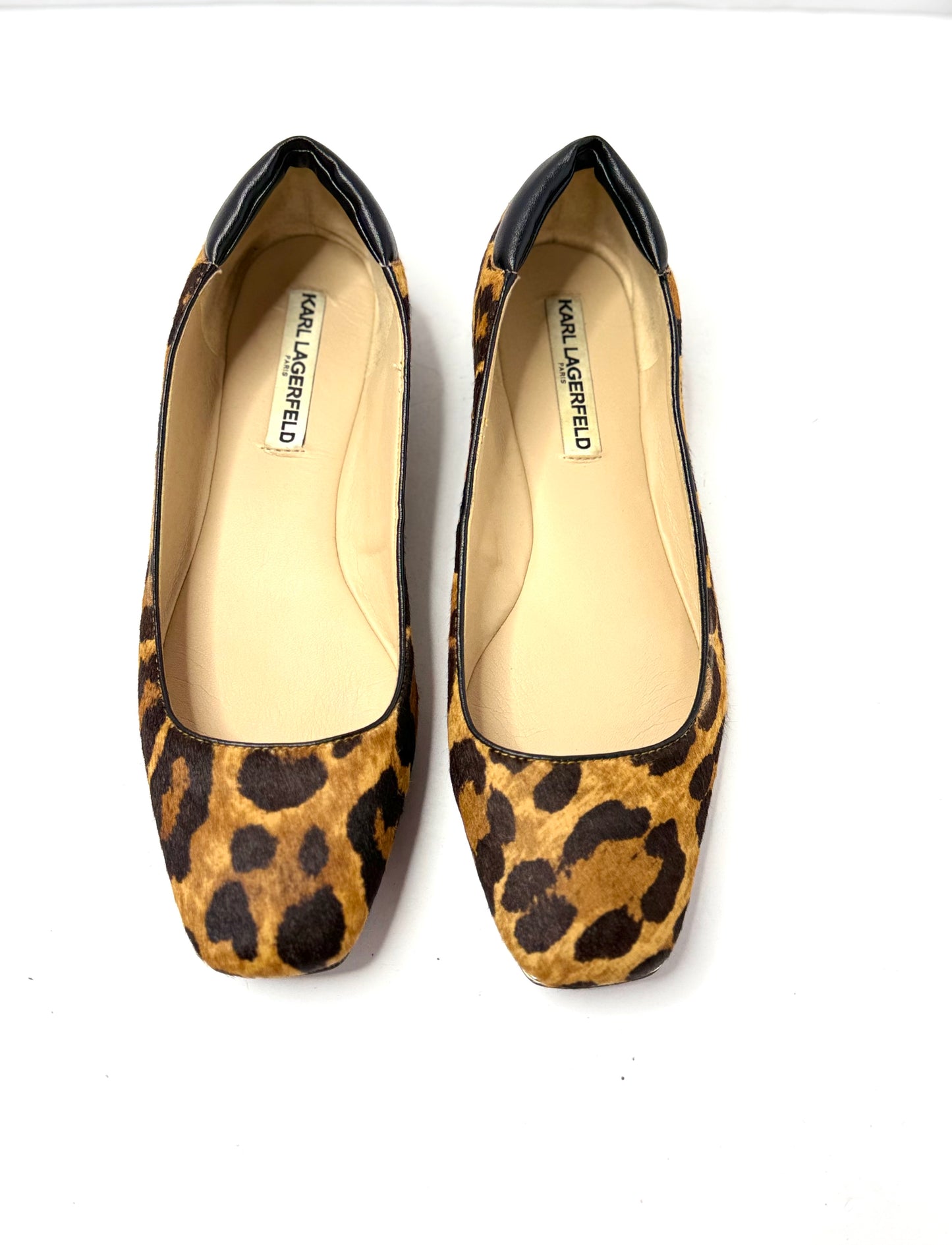 Karl Lagerfeld Animal Print Cowhide Flats – Square Toe, Size 8.5
