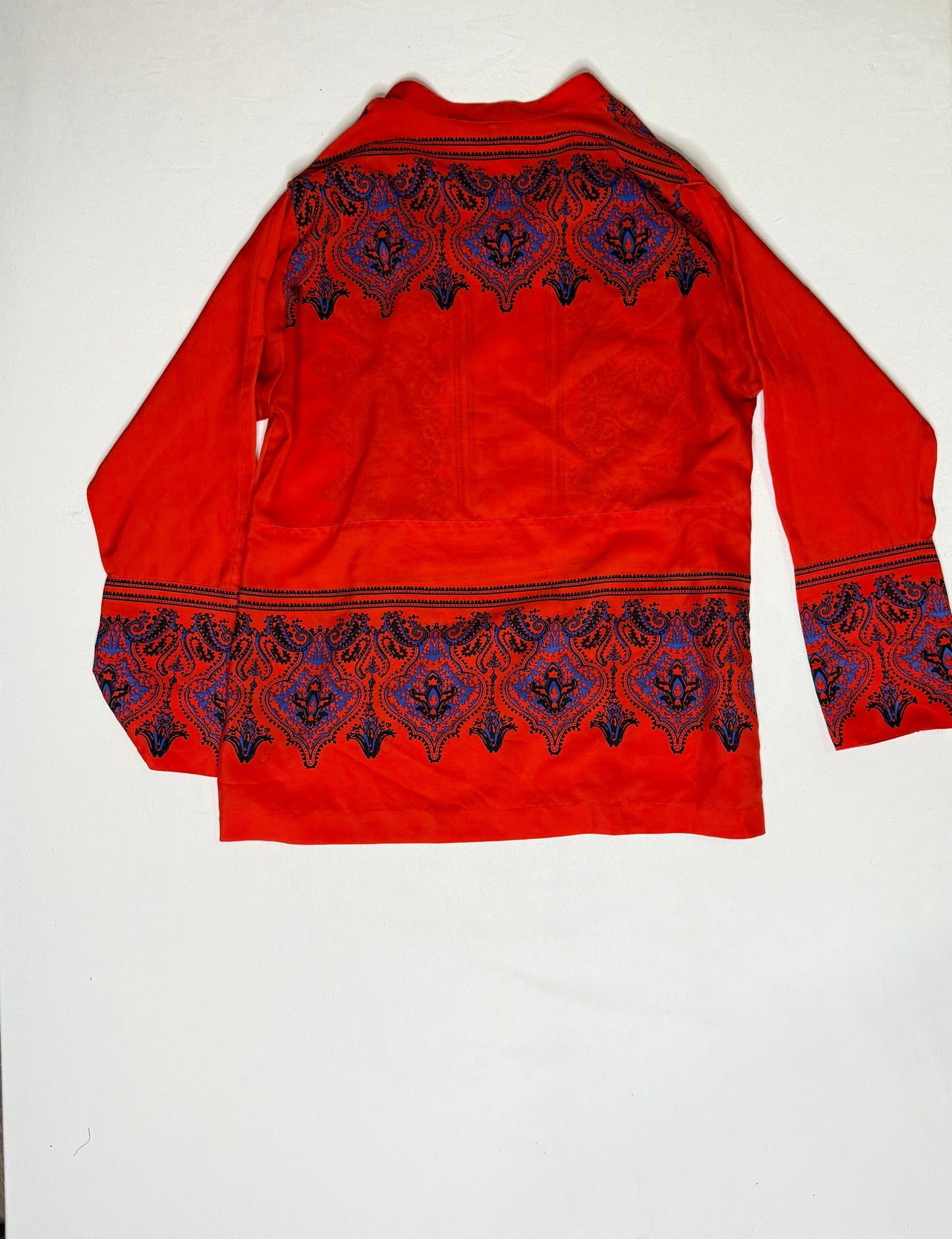 J.Crew Paisley Red & Blue Print Tunic Popover Blouse Size Medium