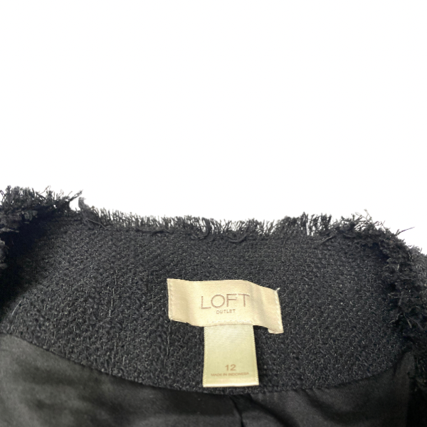Ann Taylor Loft Black Tweed Blazer – Size 12, Fringe Detail