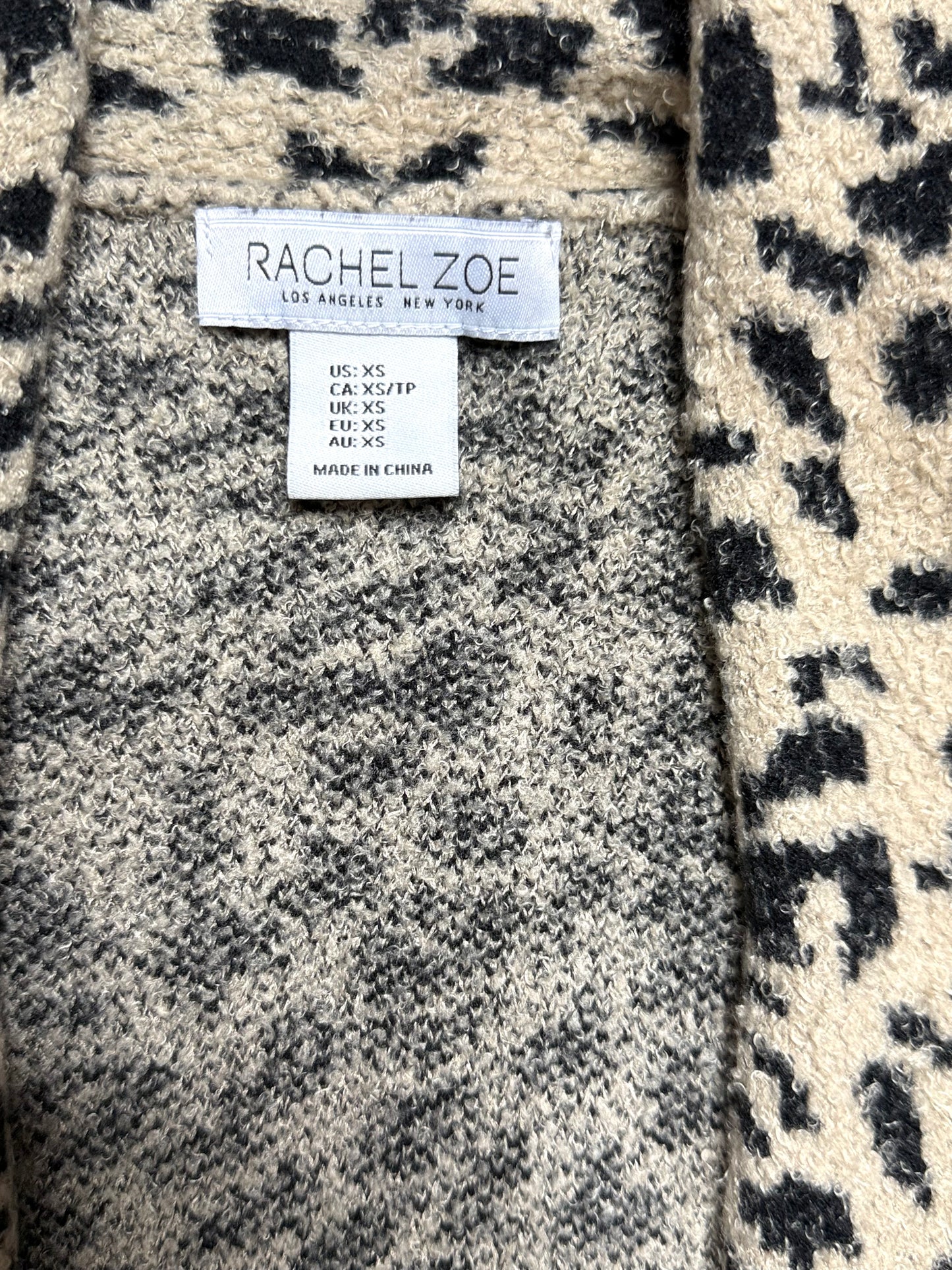 Rachel Zoe Cheetah Print Long Sleeve Sweater with Front Pockets Size XS