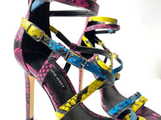 Nine West Multicolored Animal Print Strappy Sandals – Size 8.5