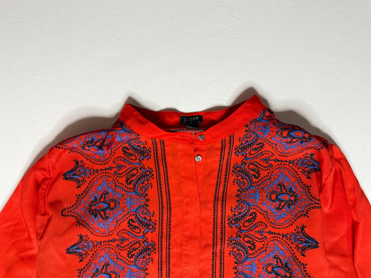 J.Crew Paisley Red & Blue Print Tunic Popover Blouse Size Medium