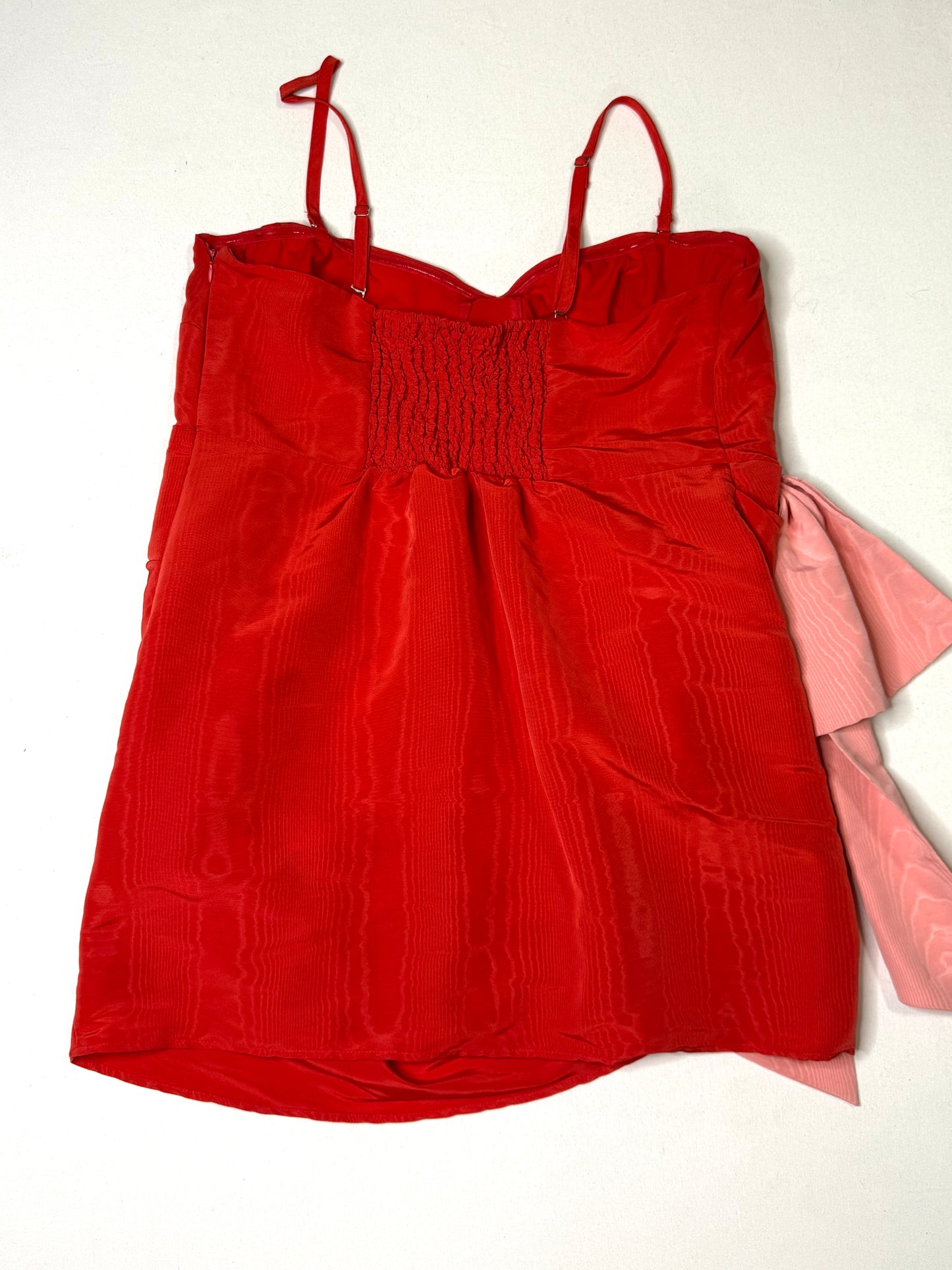 Future Collective Red Spaghetti Strap Pink Bow-Accent Mini Dress Size XXL