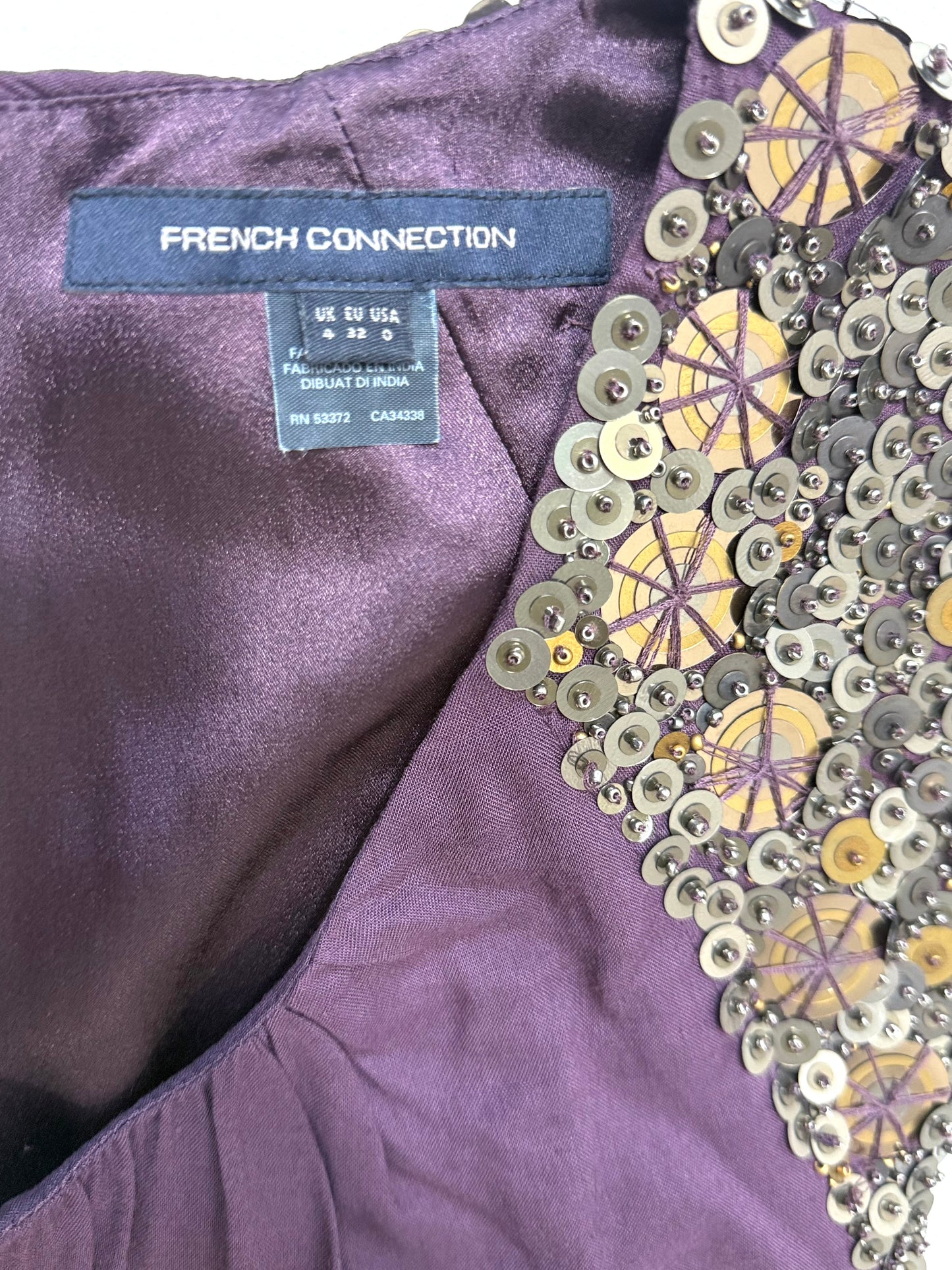 French Connection Purple Dress with Sequin Detail Size 0