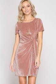 She+Skye Blush Pink Ribbed Corduroy Tie-Front Dress – Size L, NWT