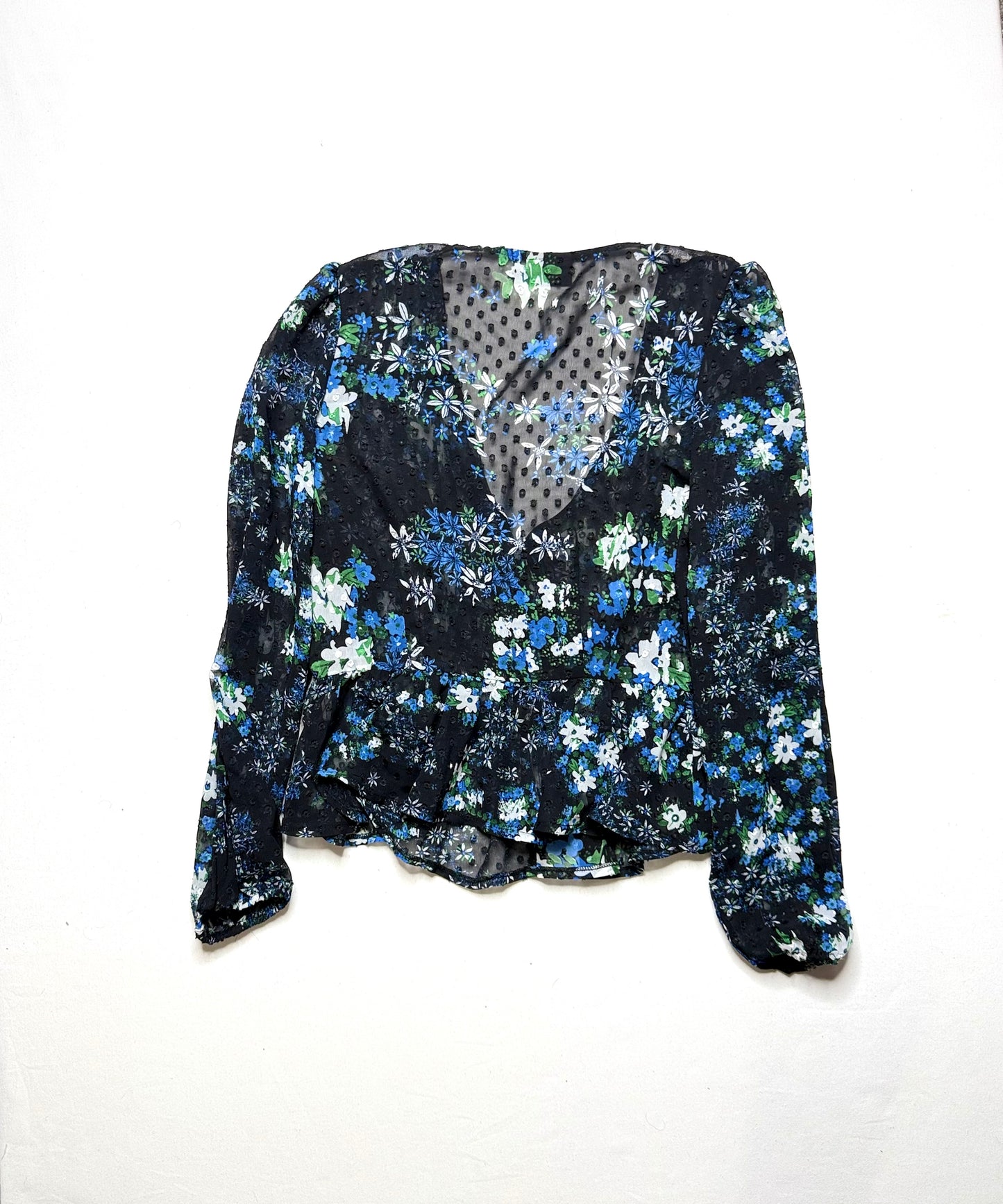 Desigual Plumetis Sheer Peplum Blouse – Size Medium