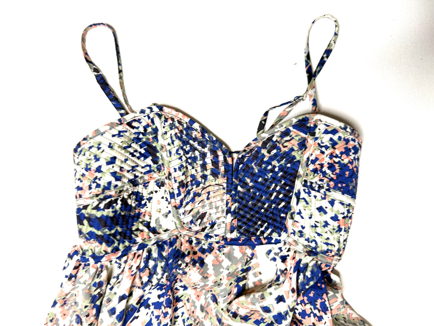 Bar III Floral Abstract Print Fit & Flare  Sleeveless Spaghetti Strap Dress Size Large