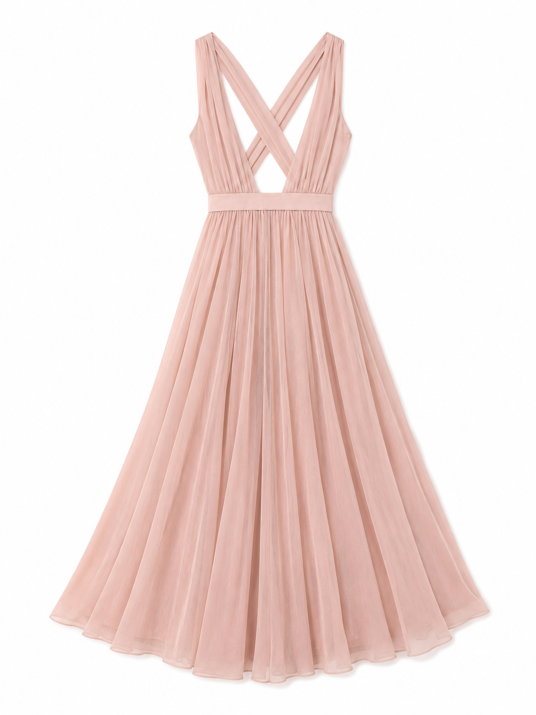 Vera Wang Blush Pink Pleated Chiffon Maxi Dress Size 2